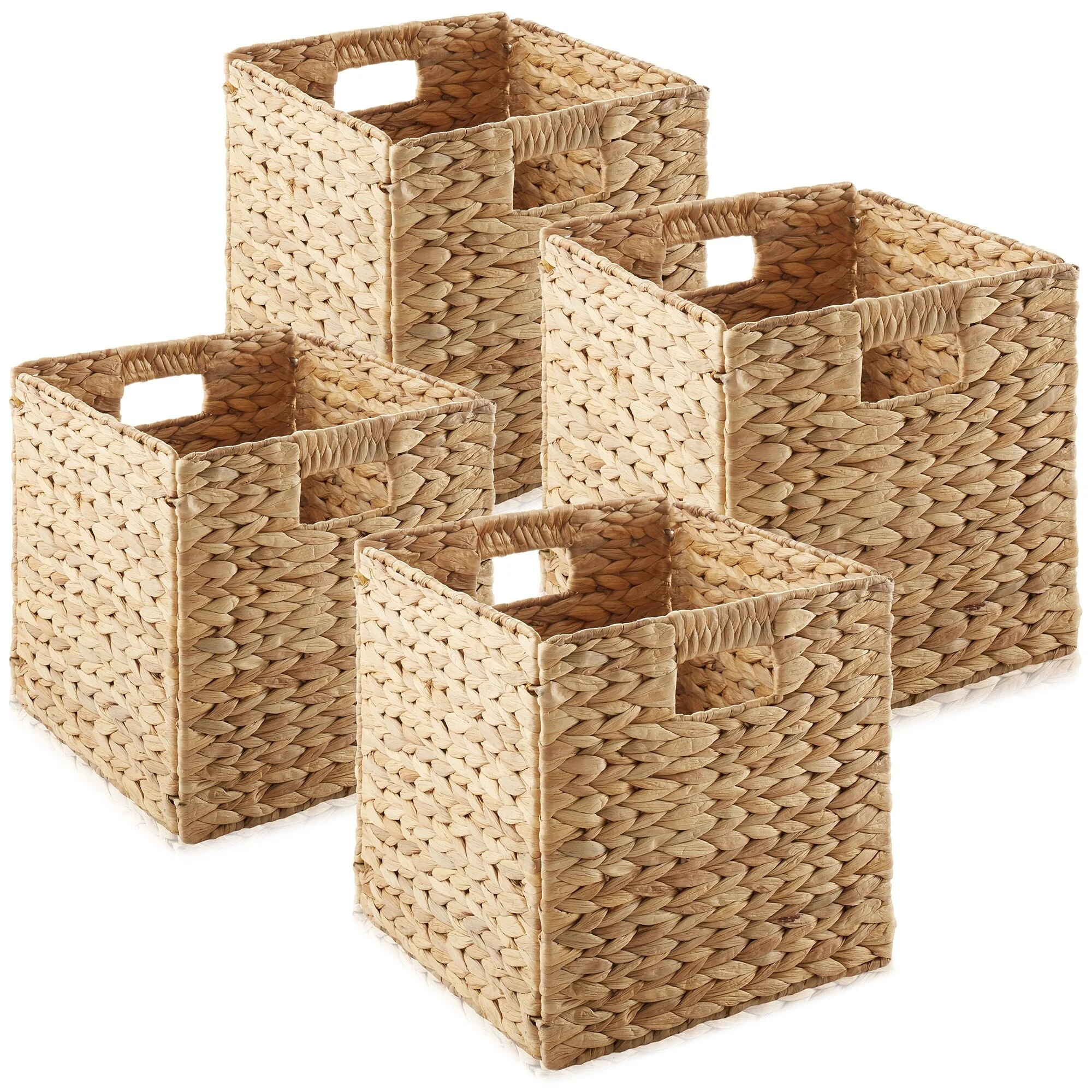 13 x 13in Water Hyacinth Storage Baskets Set of 2