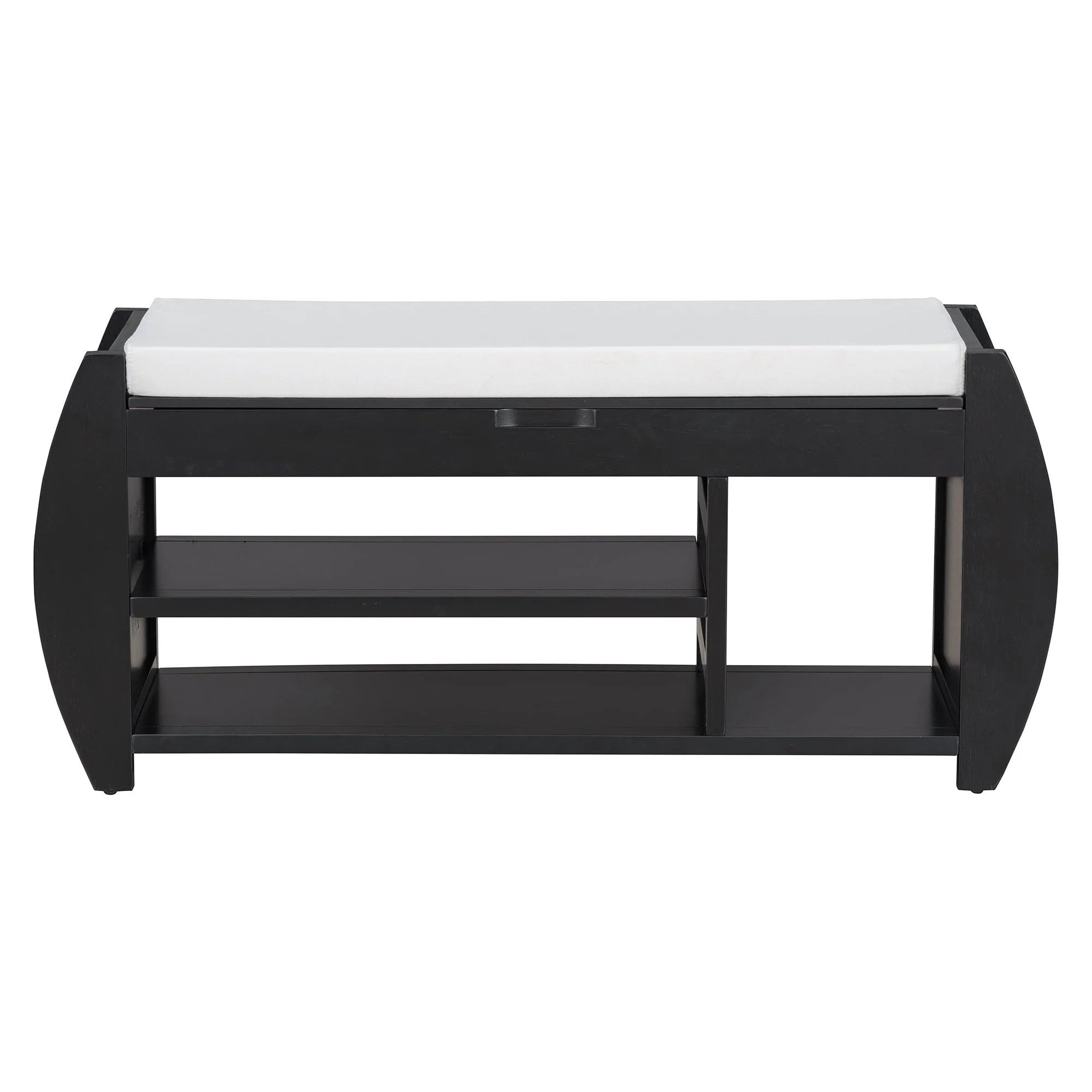 Shoe Storage Bench with Cushion and Curved Side