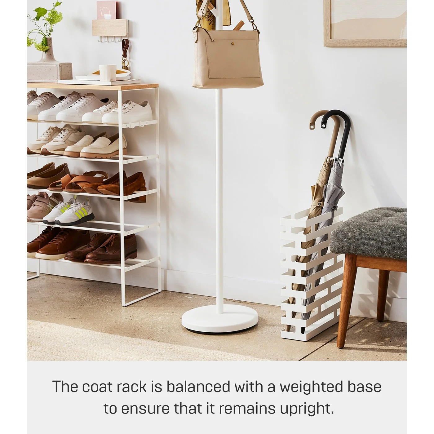 Yamazaki Home Coat Rack, Steel, Holds 26.4 lbs - L 11.02 x W 11.02 x H 69.69 inches