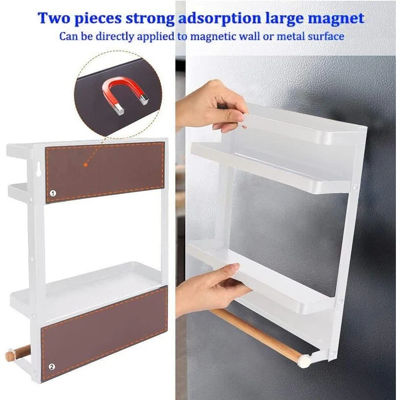 Magnetic Spice Rack for Refrigerator Magnetic Paper Towel Holder - 3.9