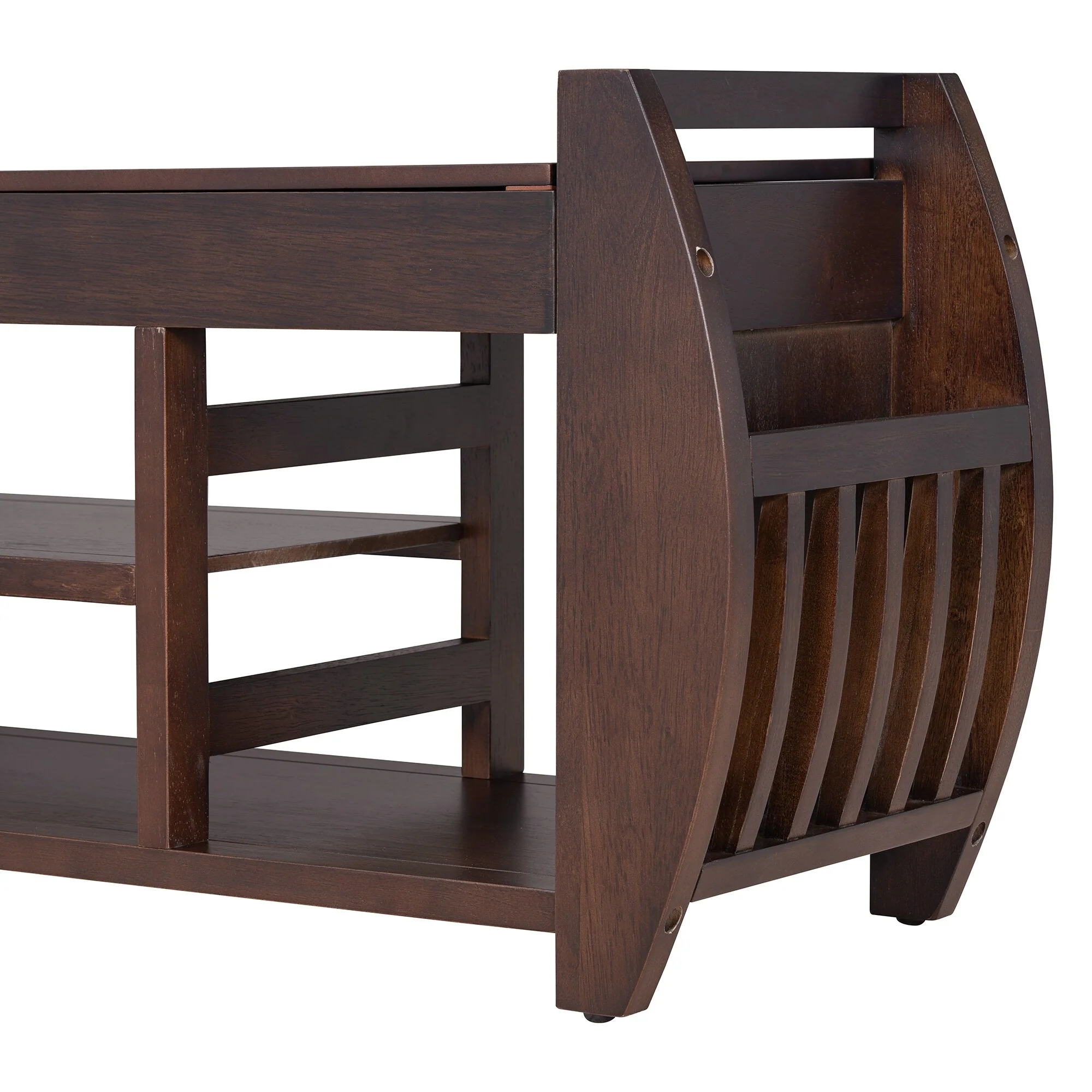 Multifunctional Storage Bench with Cushion and Curved Side Panel for Entrance and Living Room