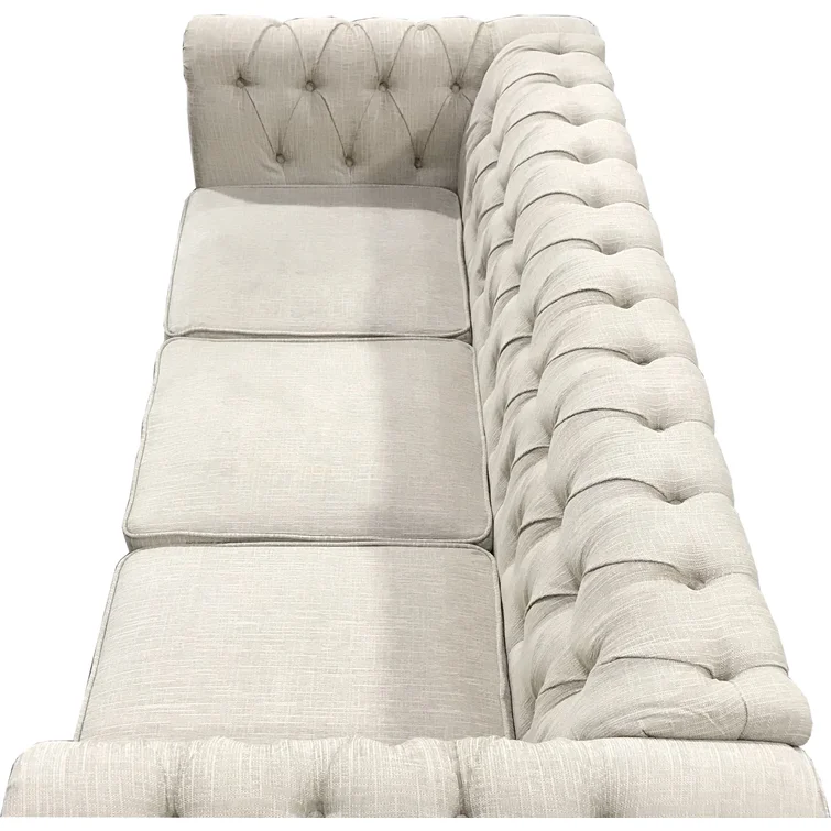 Neillsville 81" Linen Rolled Arm Chesterfield Sofa