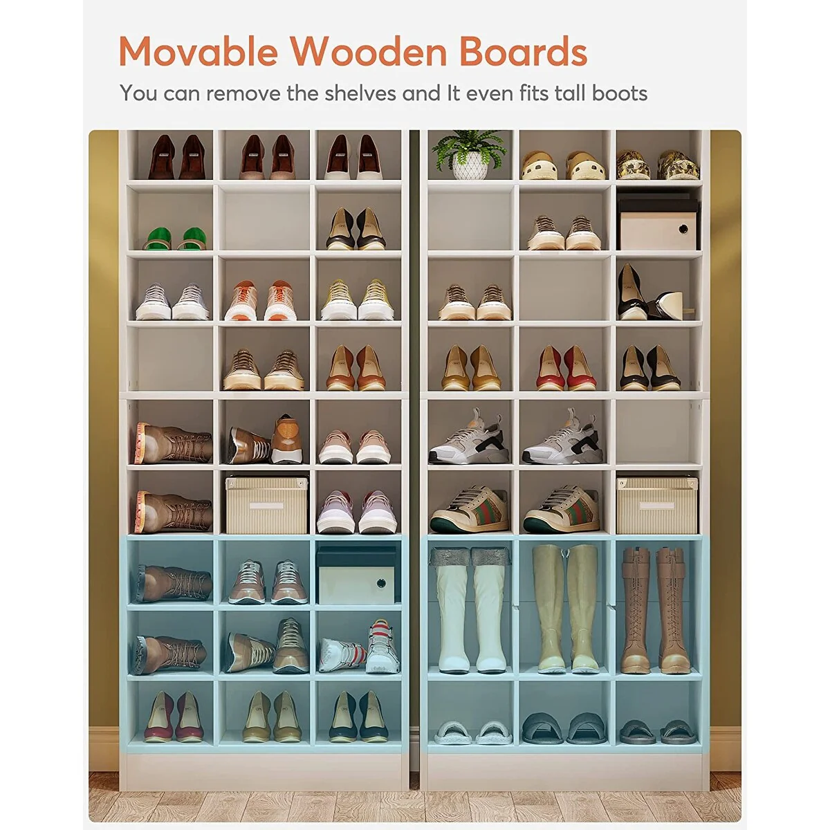 70.9 Inches Tall Wood Shoe Storage Cabinet with 30 Cubbies - 10-tier