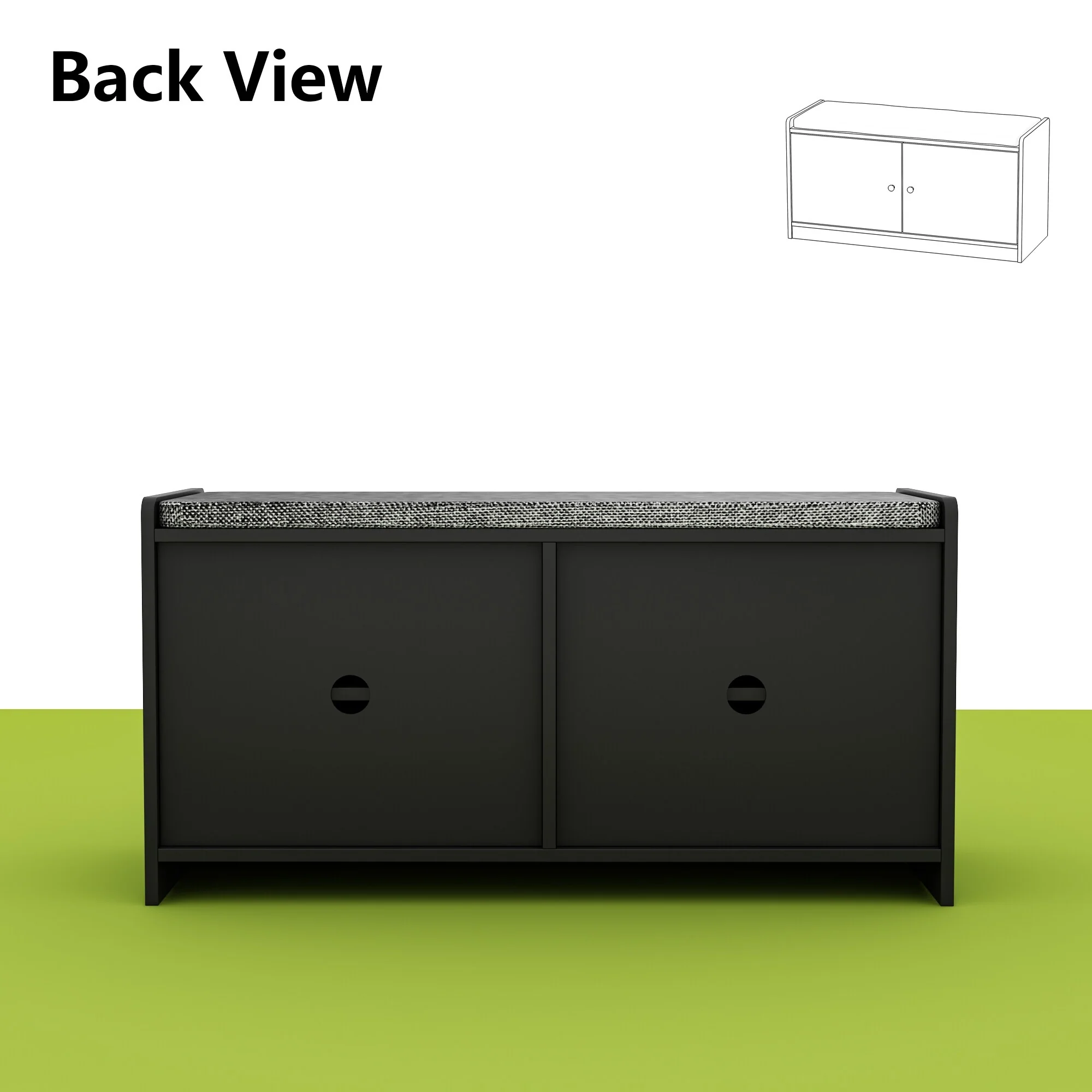 Hallway Shoes Storage Cabinet Bench with 2-Door & Padded Seat Cushion