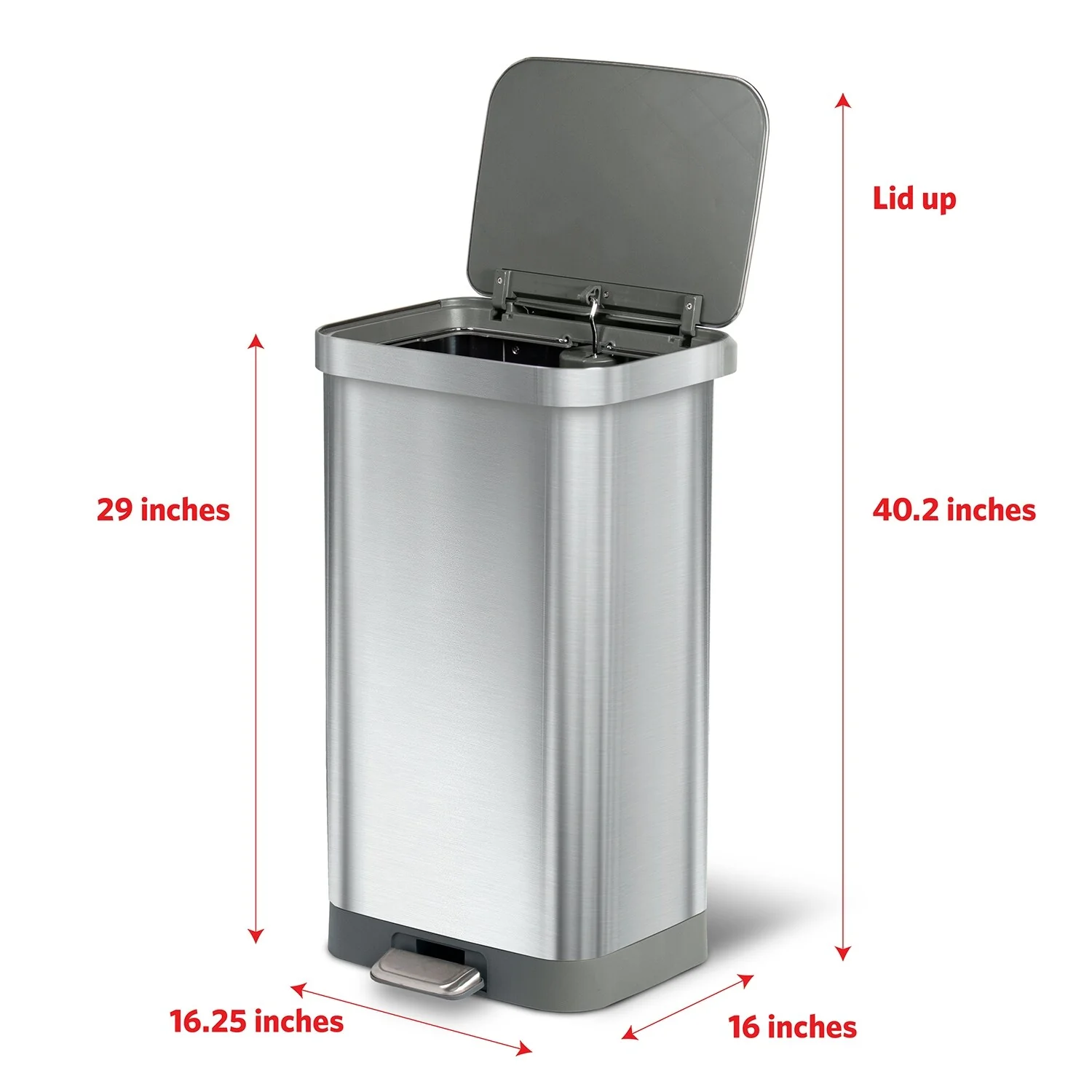 Glad All Stainless Steel Step-on Kitchen Trash Can