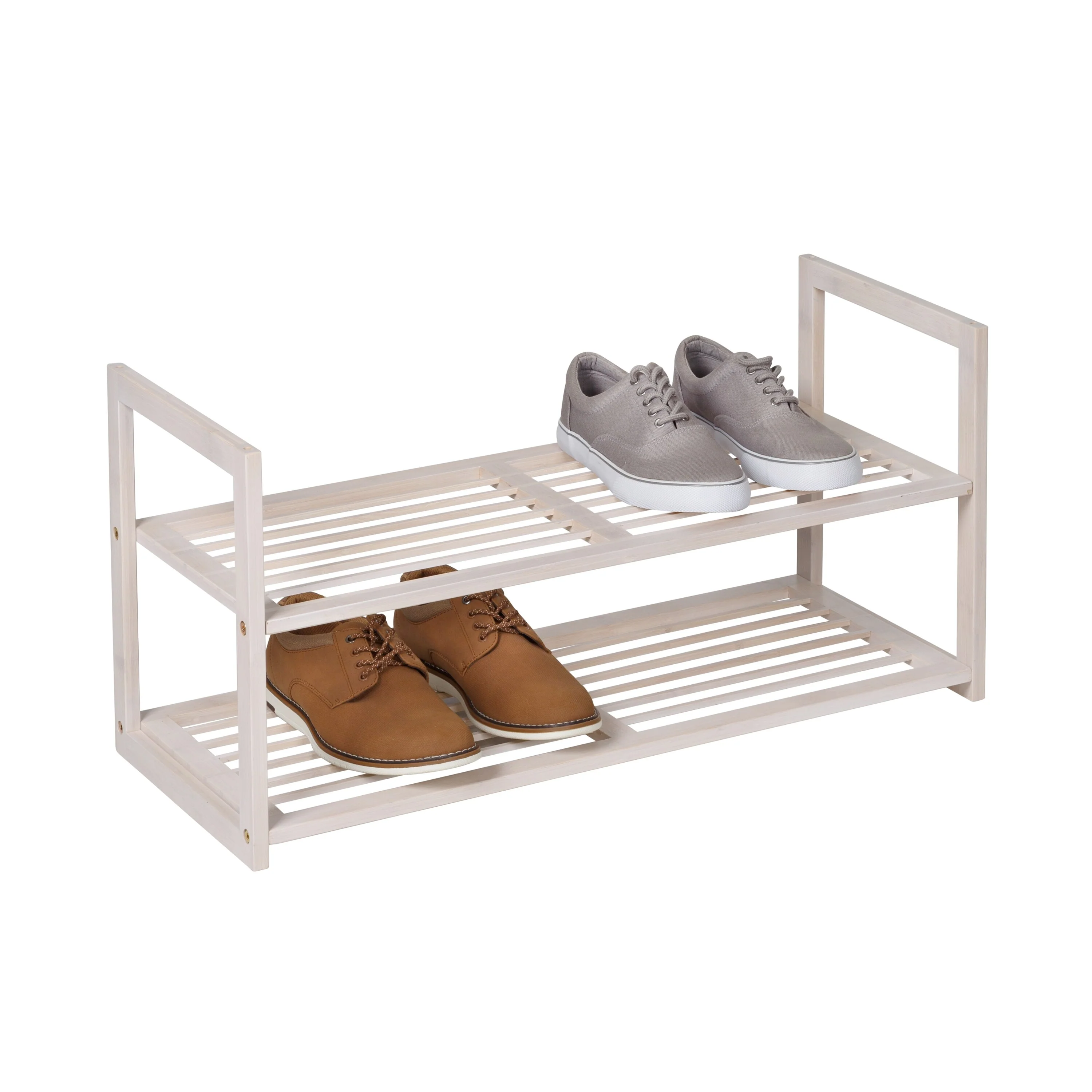 Honey-Can-Do White Wash 2-Tier Stackable 6-Pair Shoe Rack