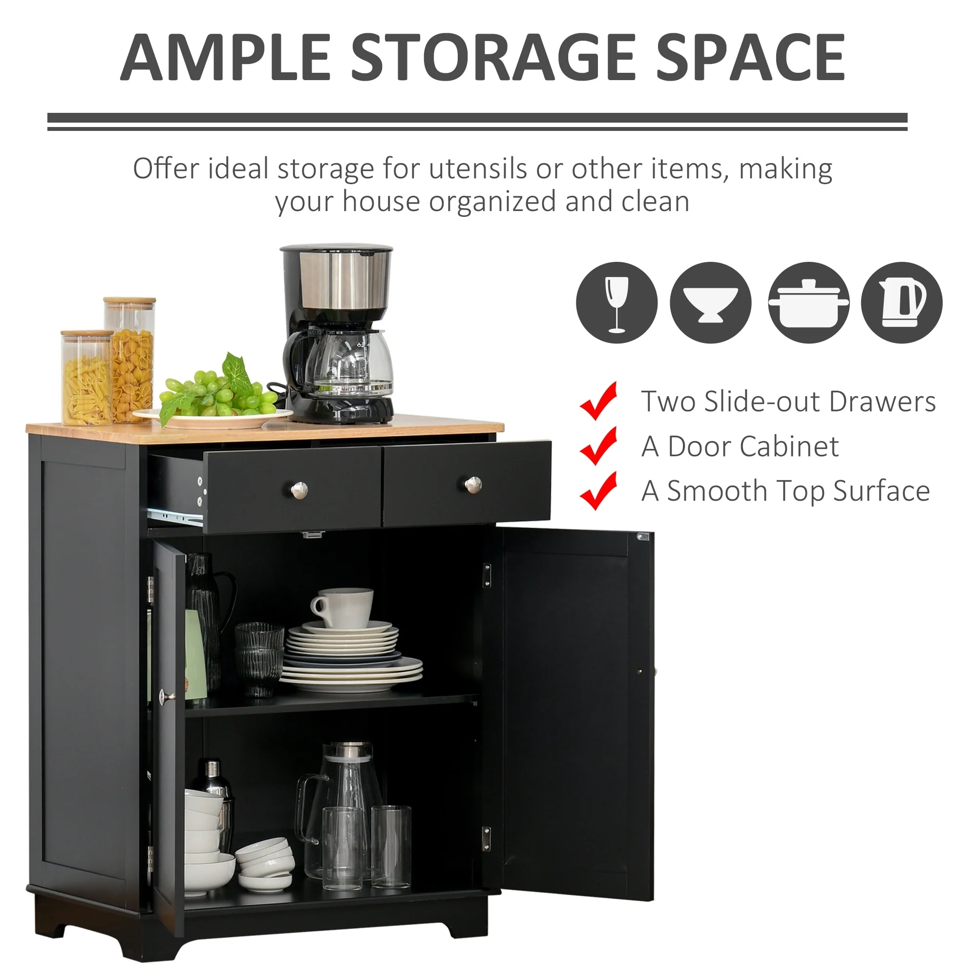 HOMCOM Space-saving Kitchen Buffet Sideboard Pantry