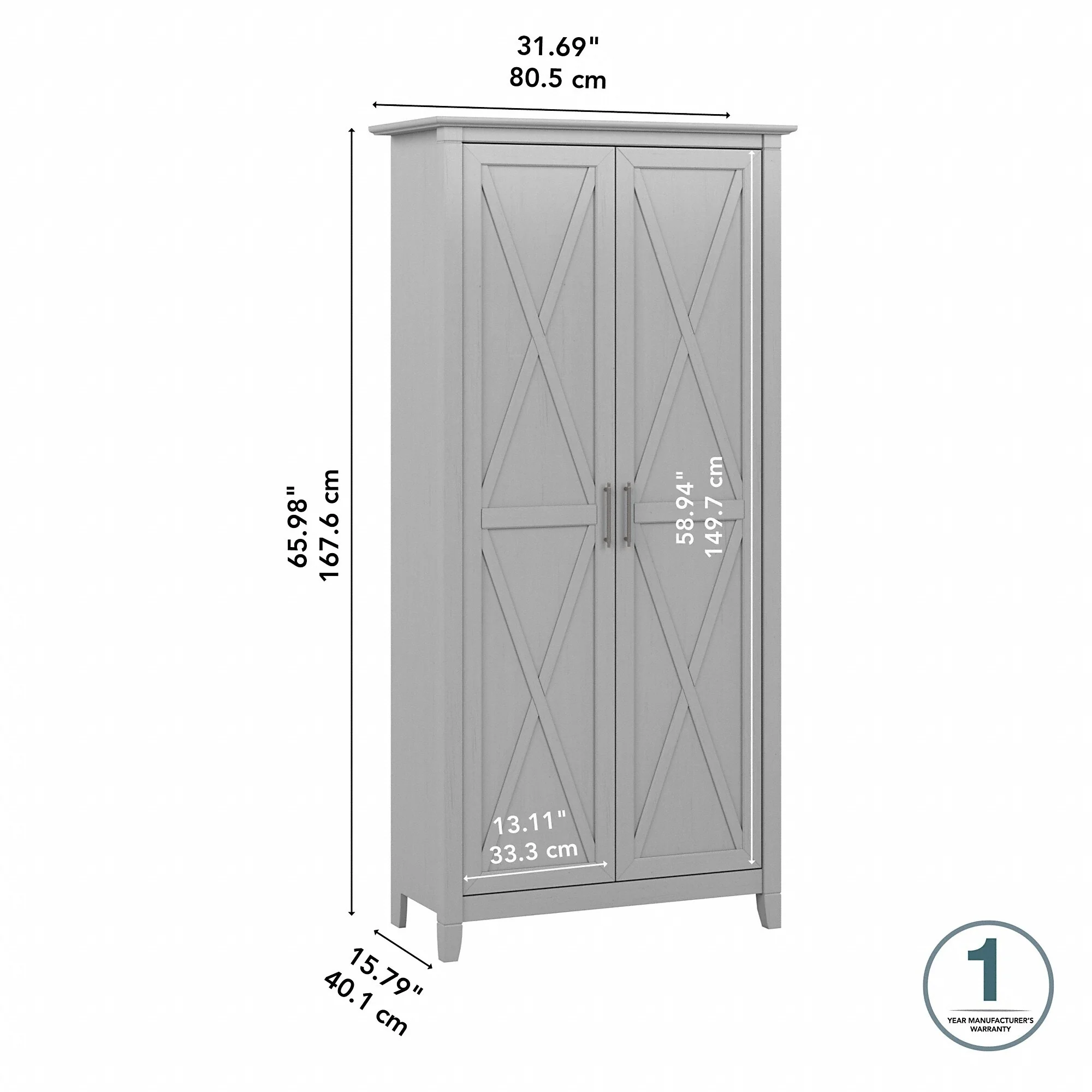 Key West Tall Kitchen Pantry Cabinet with Doors by Bush Furniture
