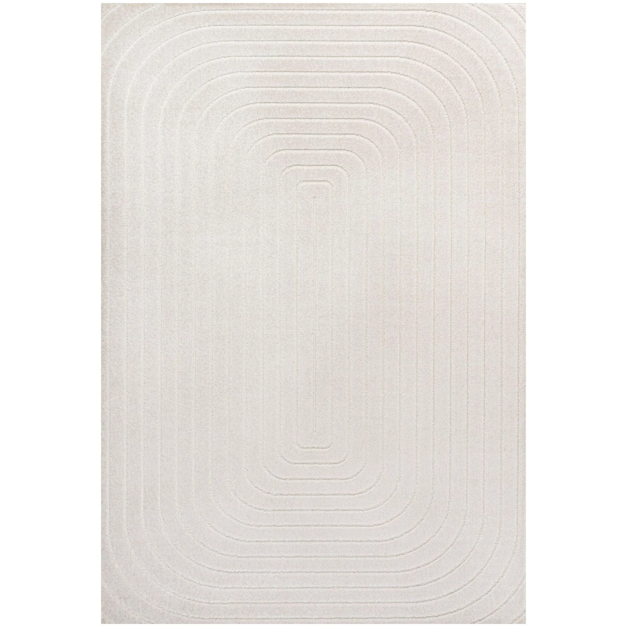 Freya High-Low Modern Scandinavian Arch Stripe Monotone Indoor/Outdoor Area Rug