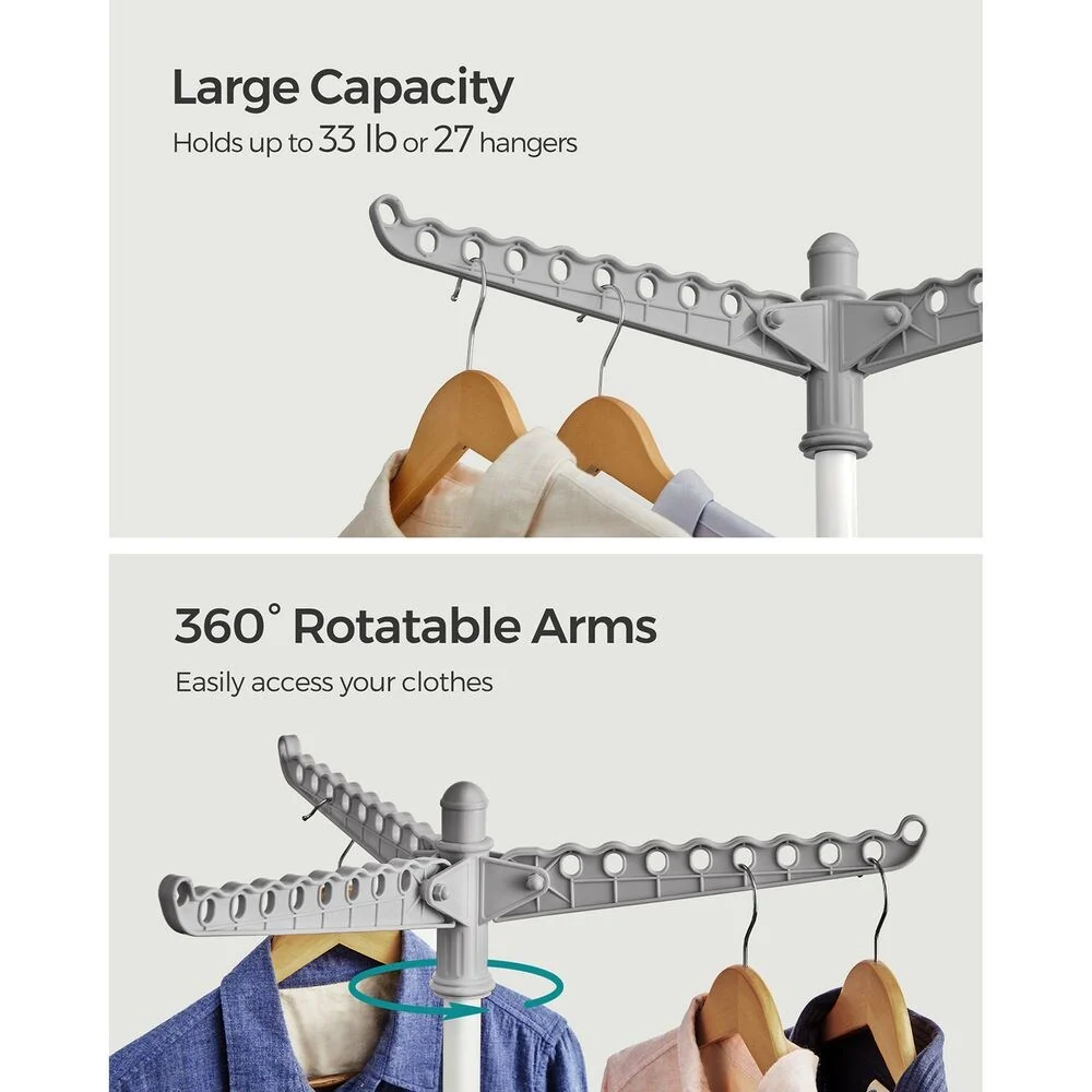 Stainless Steel Foldable Clothes Drying Rack with 360° Rotatable Arms Large Capacity and Space-Saving Design