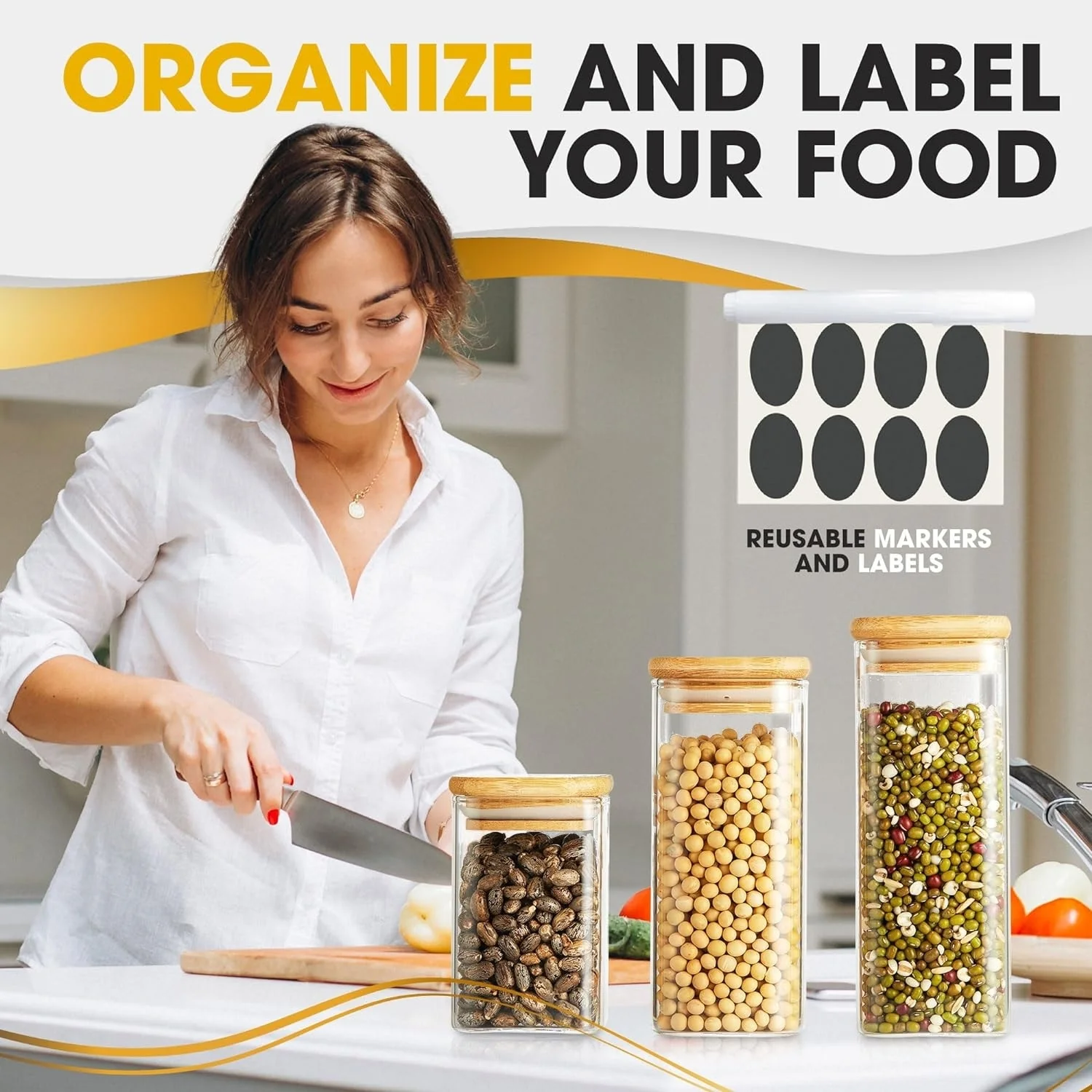 Berkware Mini Glass Jar Set with Bamboo Lids