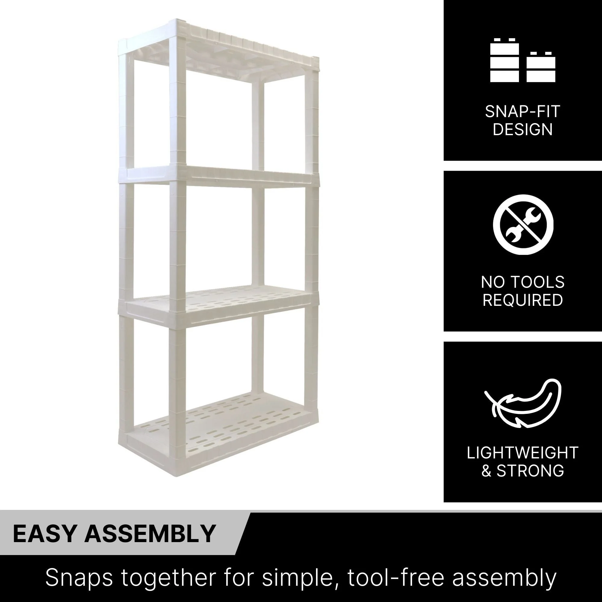 Oskar 4-Tier Heavy Duty Shelving Unit W30 x D14 x H57 Home Storage White