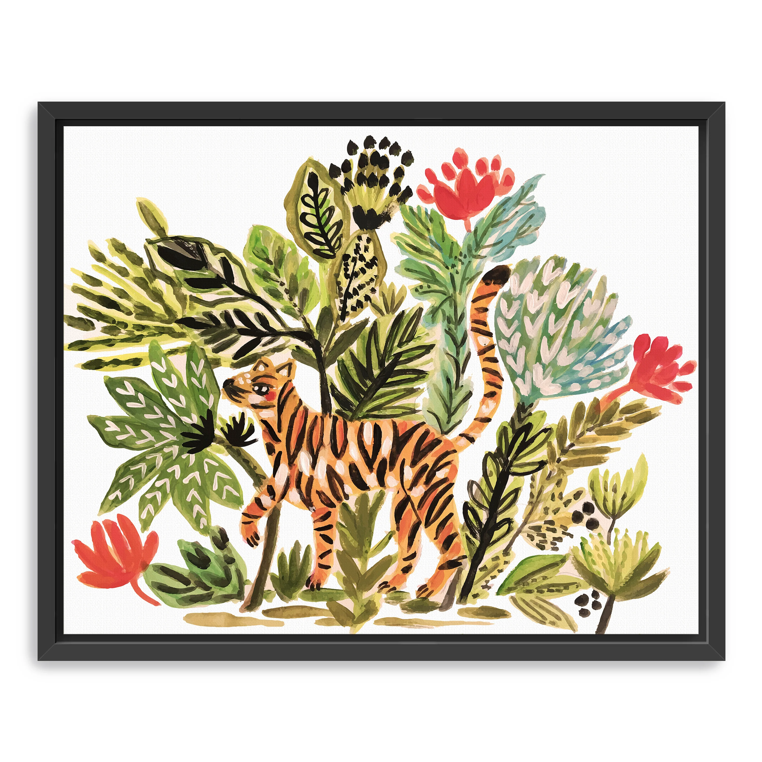 Jungle Cat Garden Walk Canvas Giclee