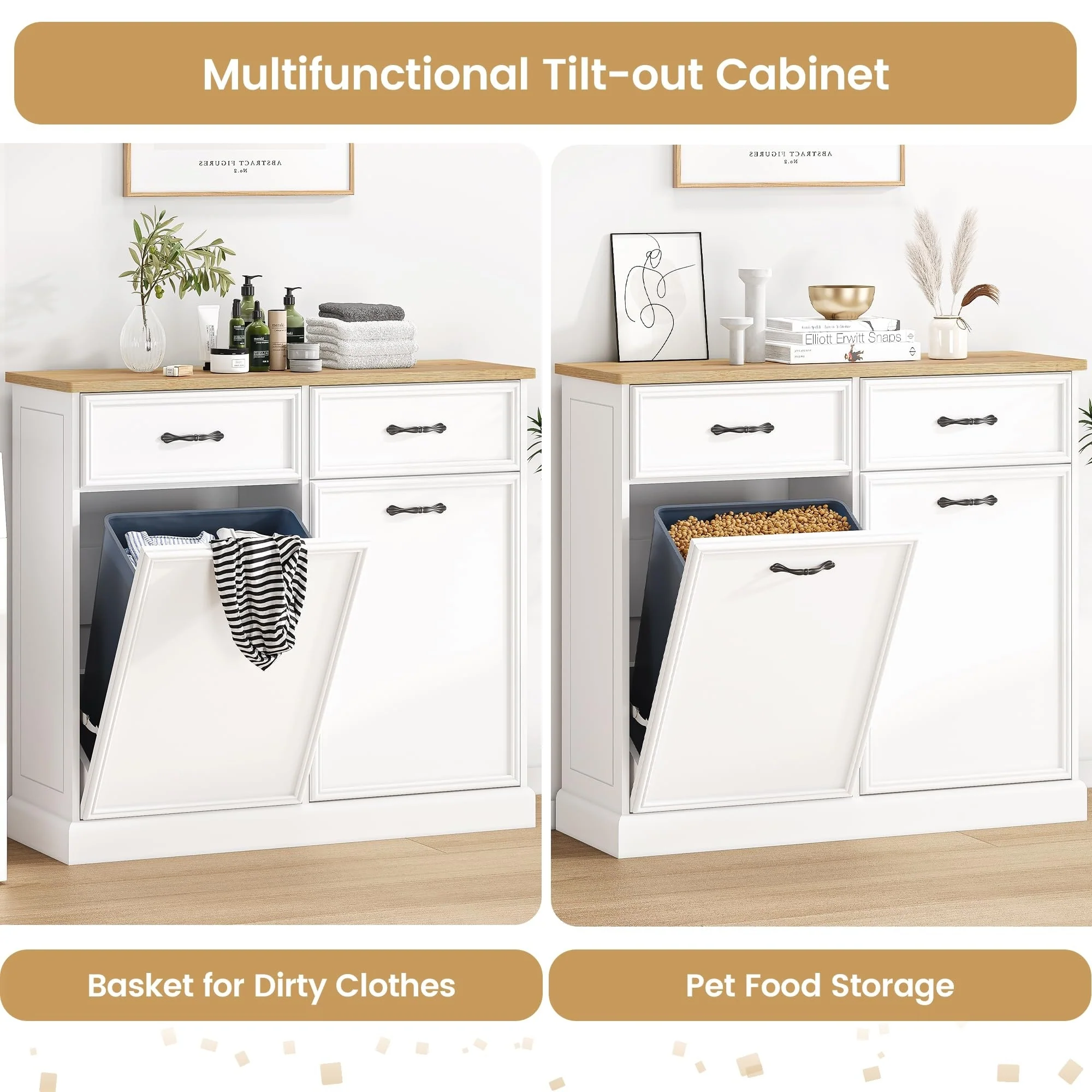 Kitchen Tilt Out Trash Can Cabinet with Drawer