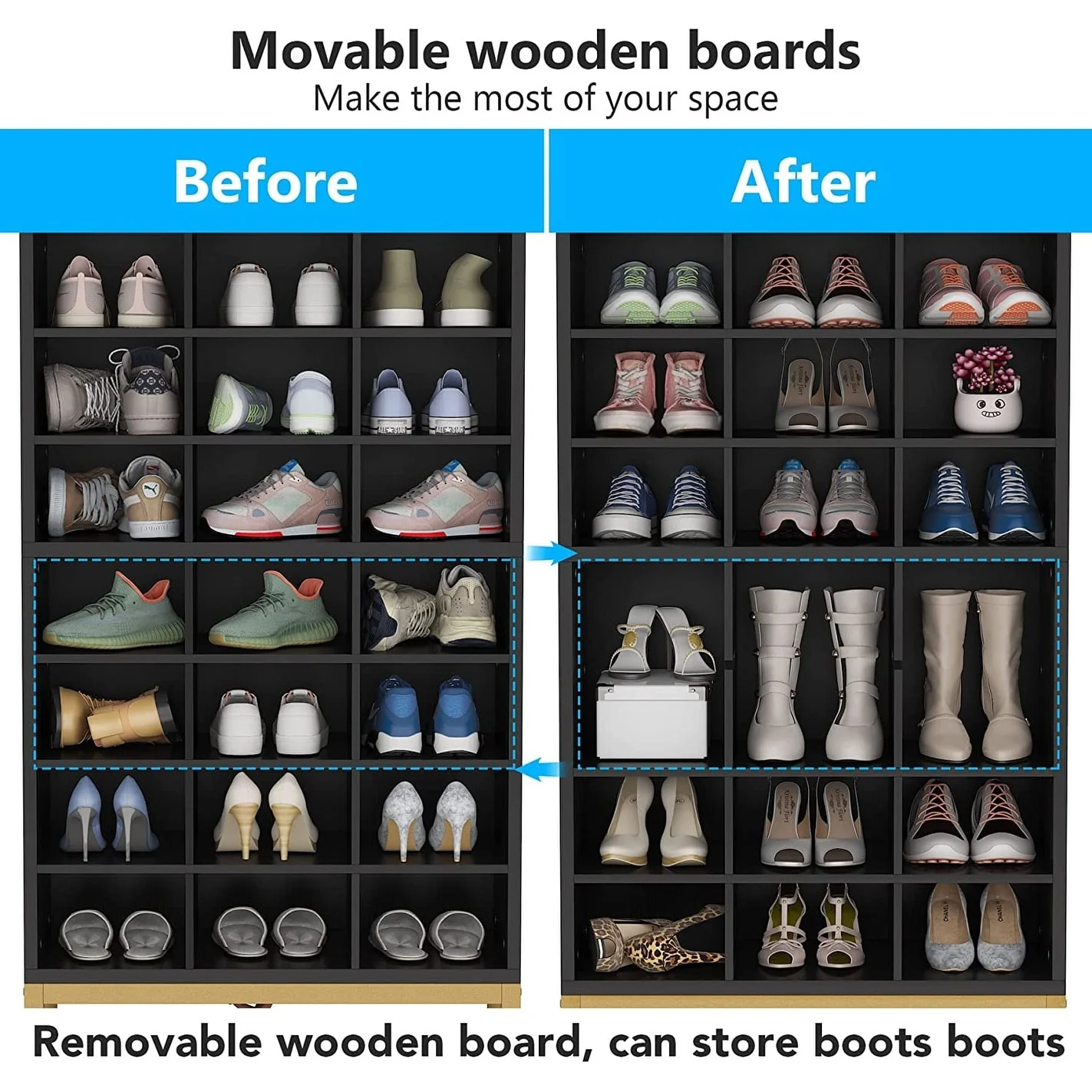 8-tier Shoe Storage Cabinet Organizer Rack with 24 Cubbies