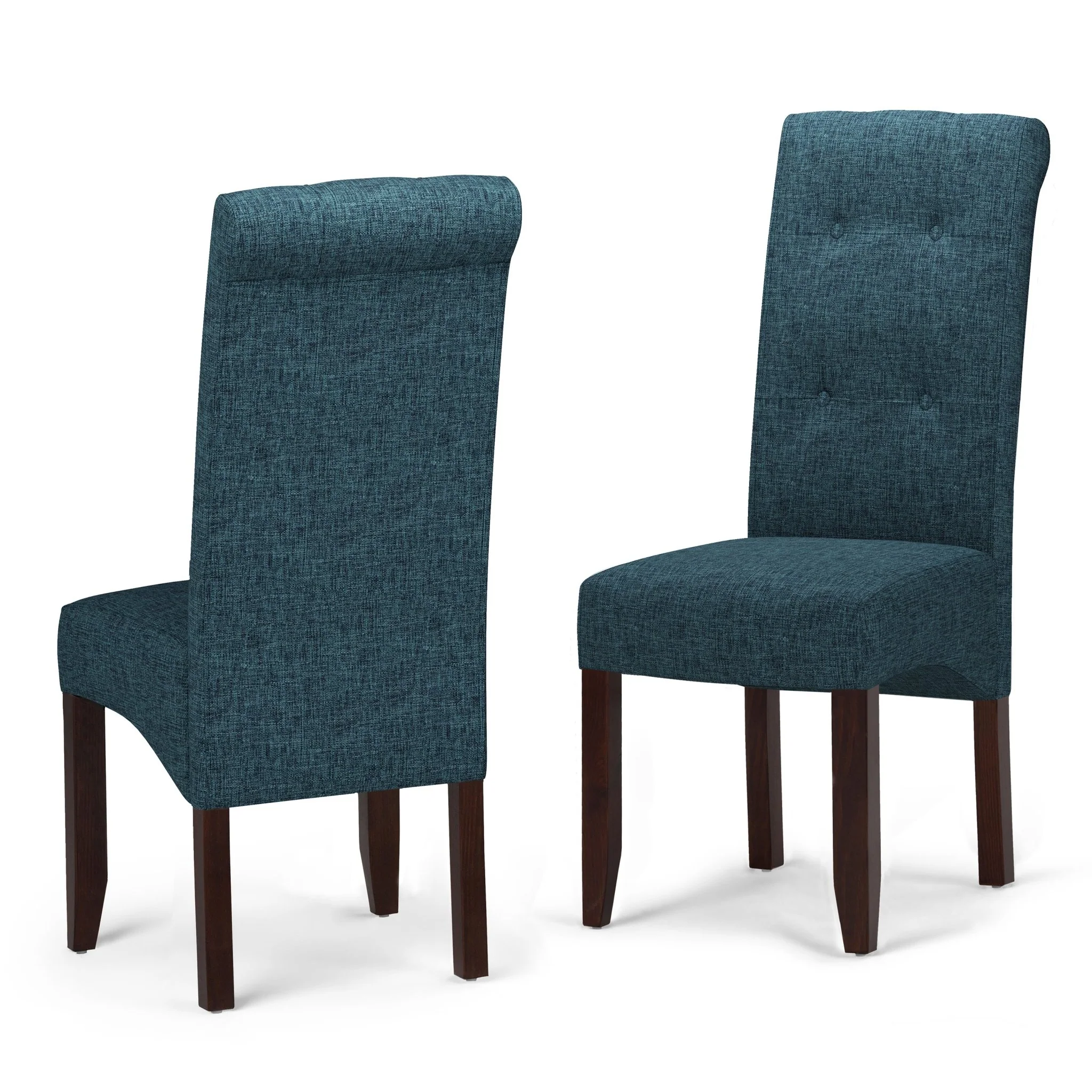 Veritas Upholstered Dining Chair with Button Tufted Back and Solid Wood Legs, Set of 2