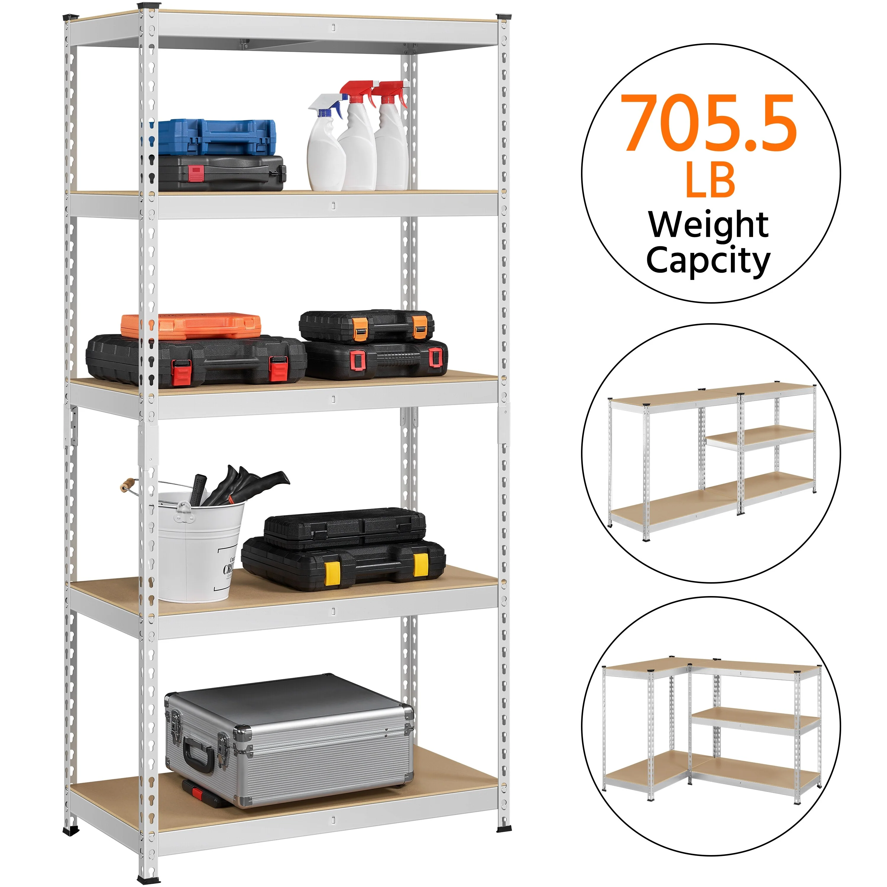 Yaheetech Metal Storage Shelving 5 Tiers Boltless Display Stand, L35.5 x W17.5 x H72 inch, Adjustable Racks