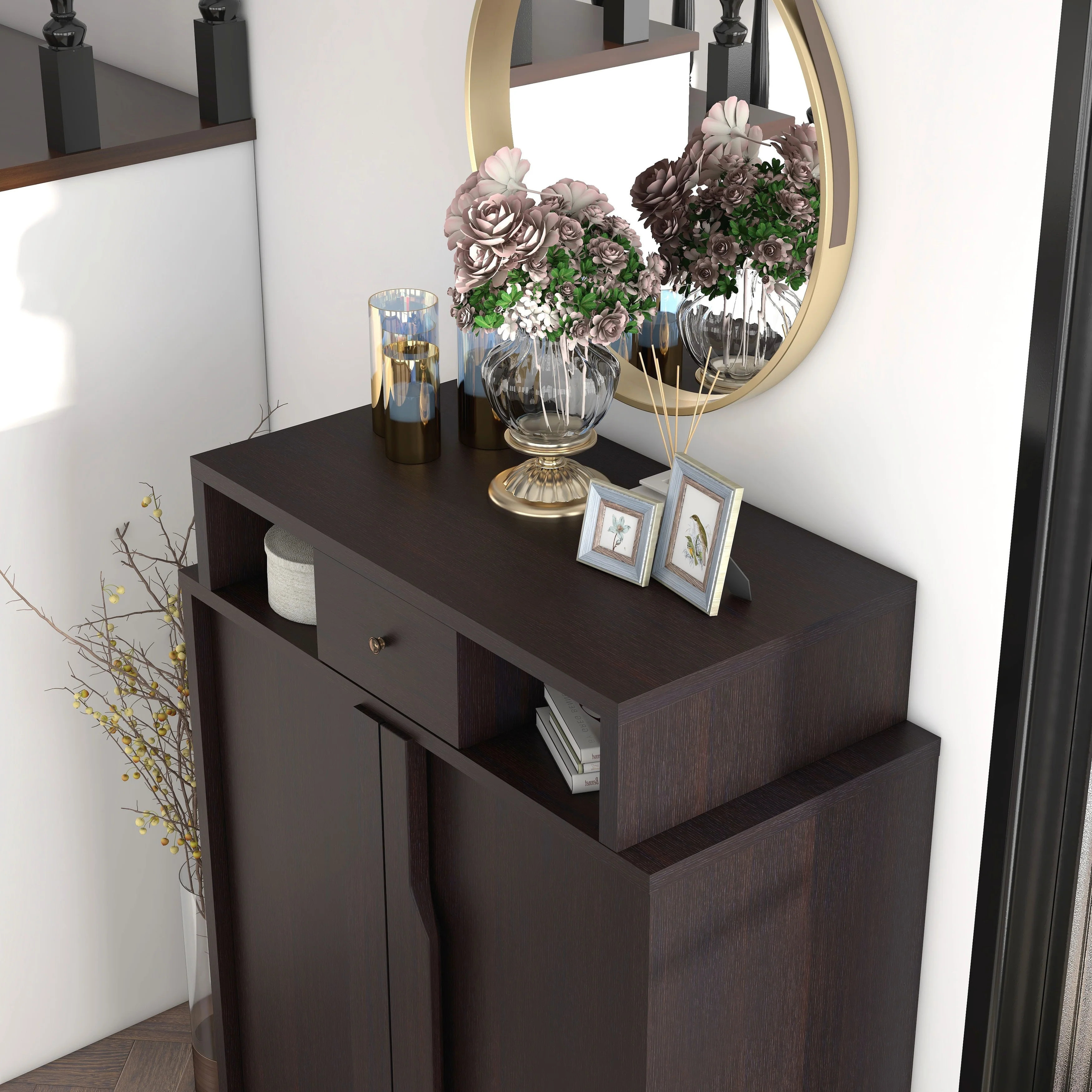 Icel Contemporary Espresso 5-shelf Shoe Cabinet by Furniture of America