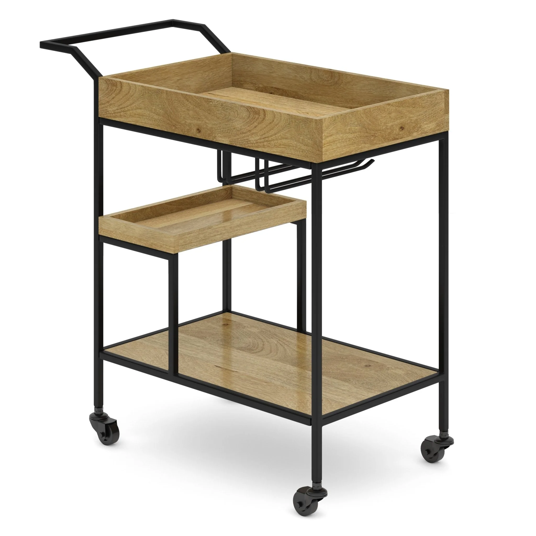 29 Bar Cart with Tray Top and Caster Wheels