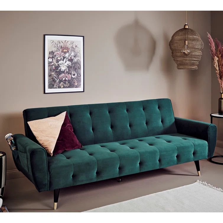 Chillax Dream 83.86" Velvet Square Arm Sleeper Sofa