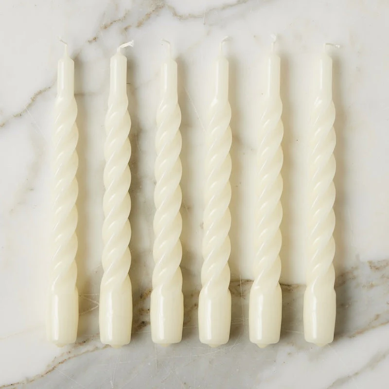 Lacquer Twisted Taper Candles, Set of 6