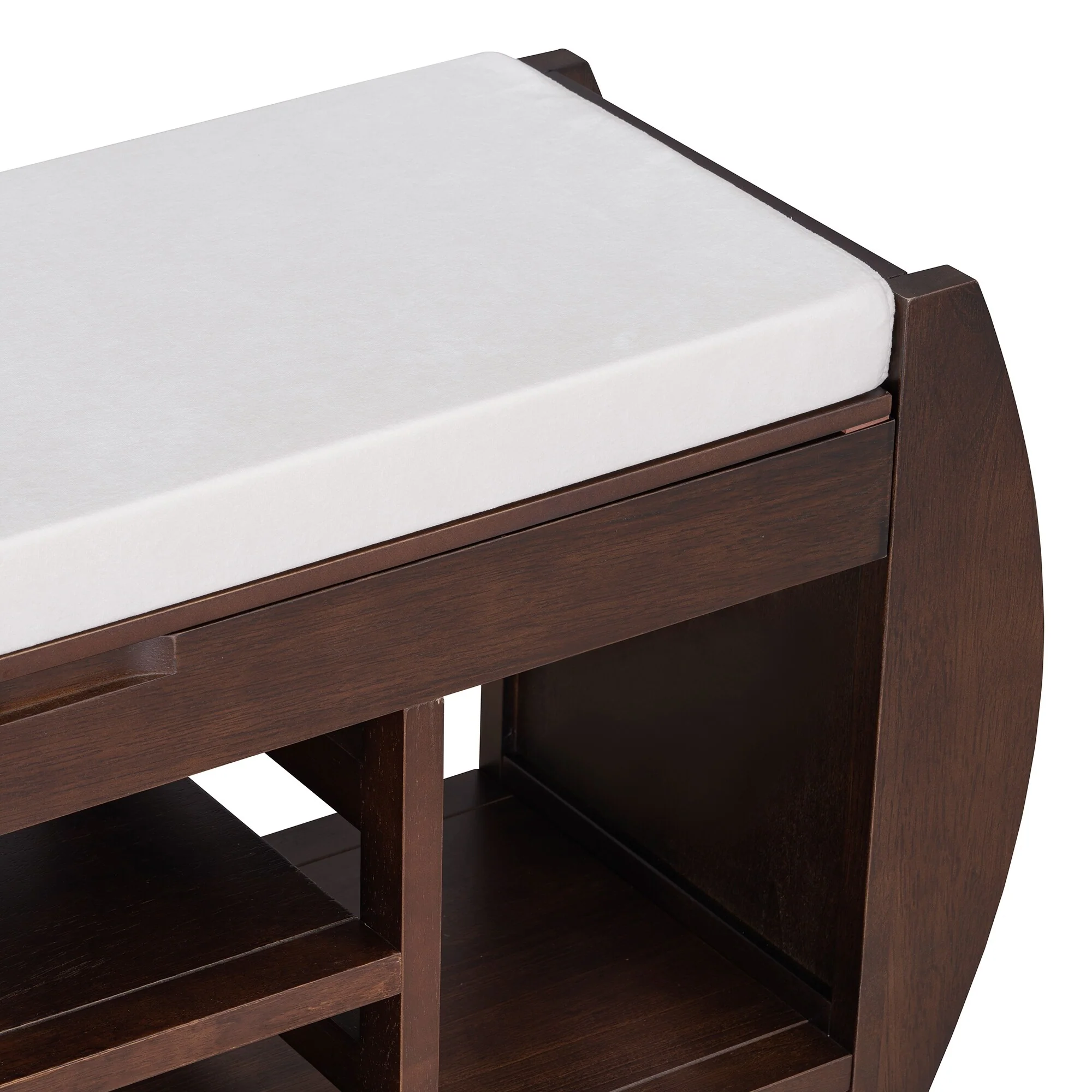 Multifunctional Storage Bench with Cushion and Curved Side Panel for Entrance and Living Room