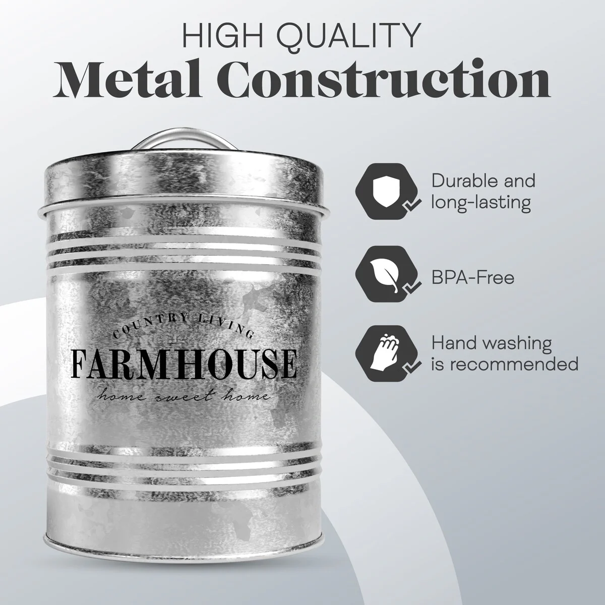 Amici Home Farmhouse Country Living Galvanized Canister - 76 oz