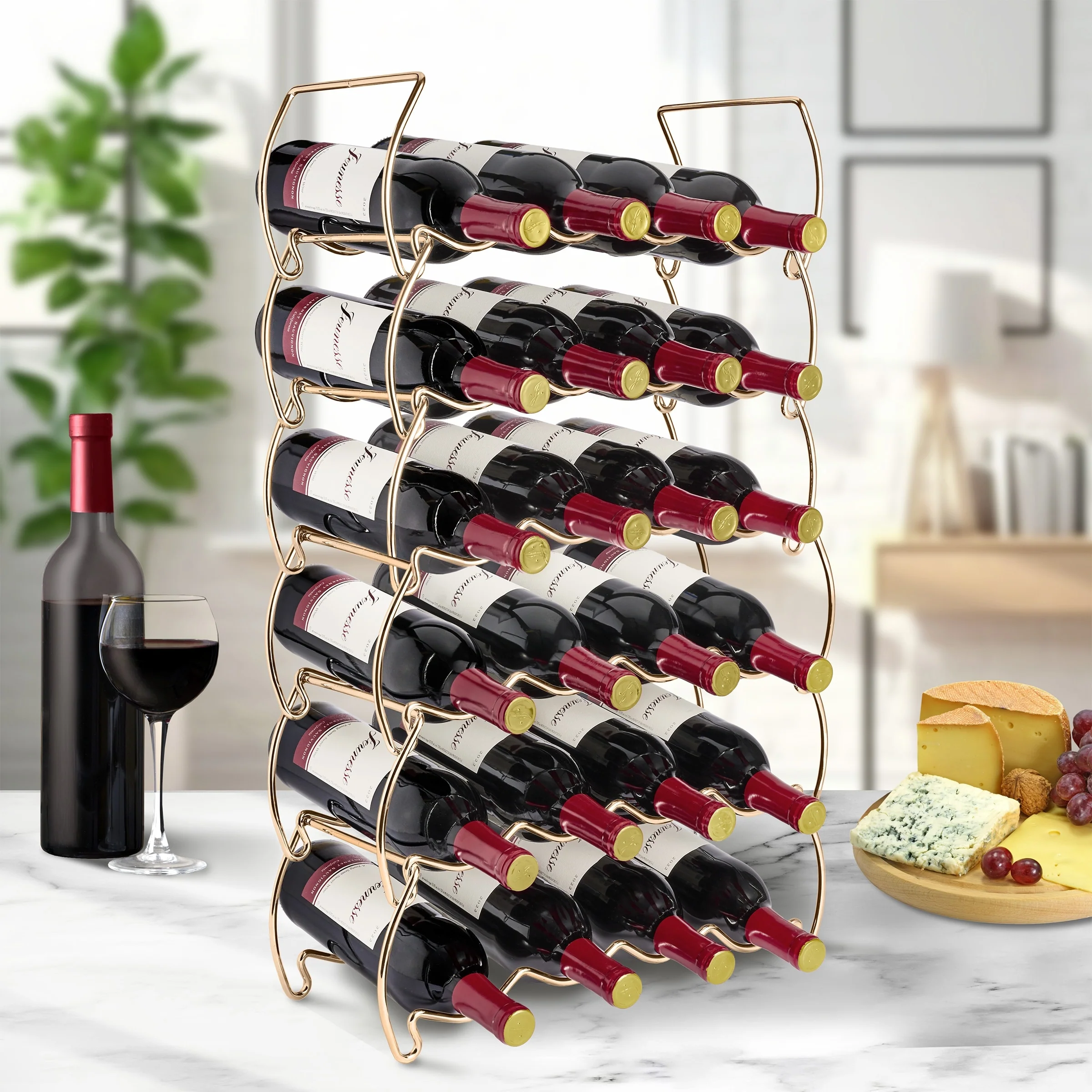 Metal Detachable Wine Rack - 3 Tier, Copper - 14