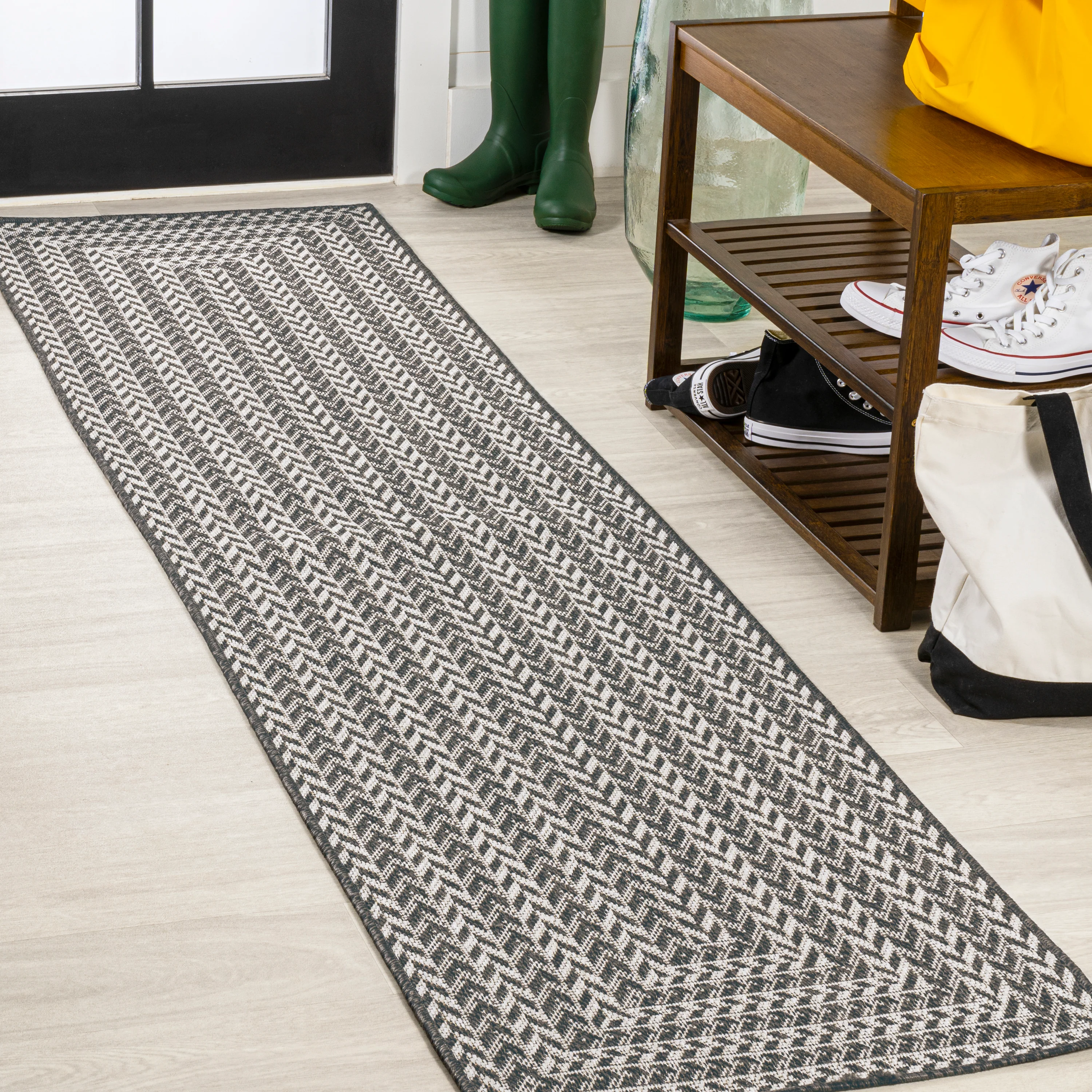Chevron Modern Concentric Squares Indoor/Outdoor Area Rug