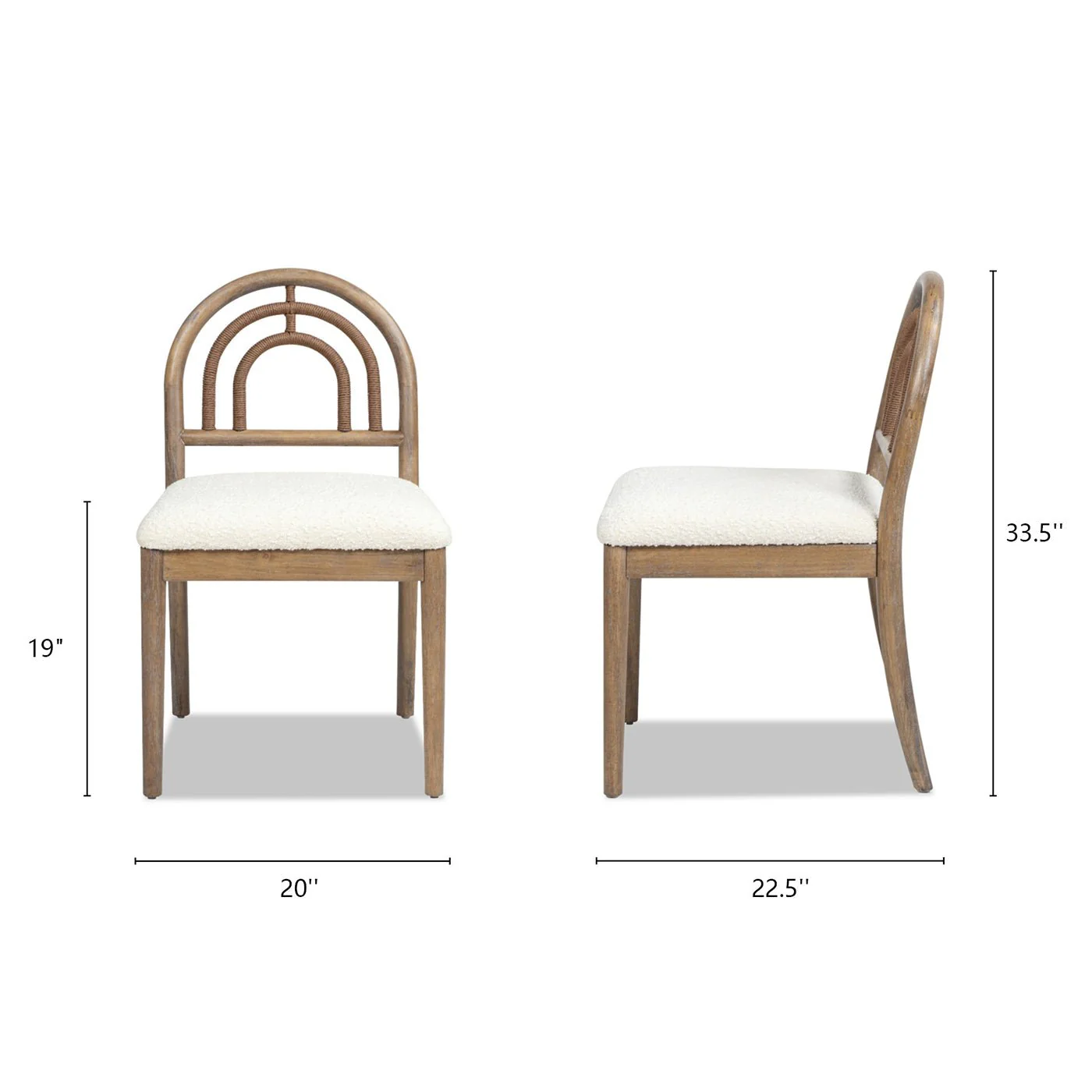 Upholstered Dining Chair with Arched Back Wood, Set of 2