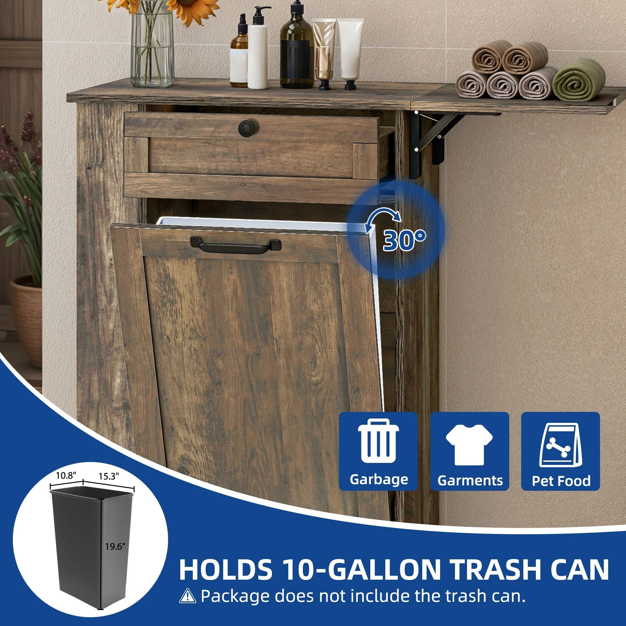 Hidden Trash Can Cabinet Tilt Out Trash Bin Cabinet With Drawer