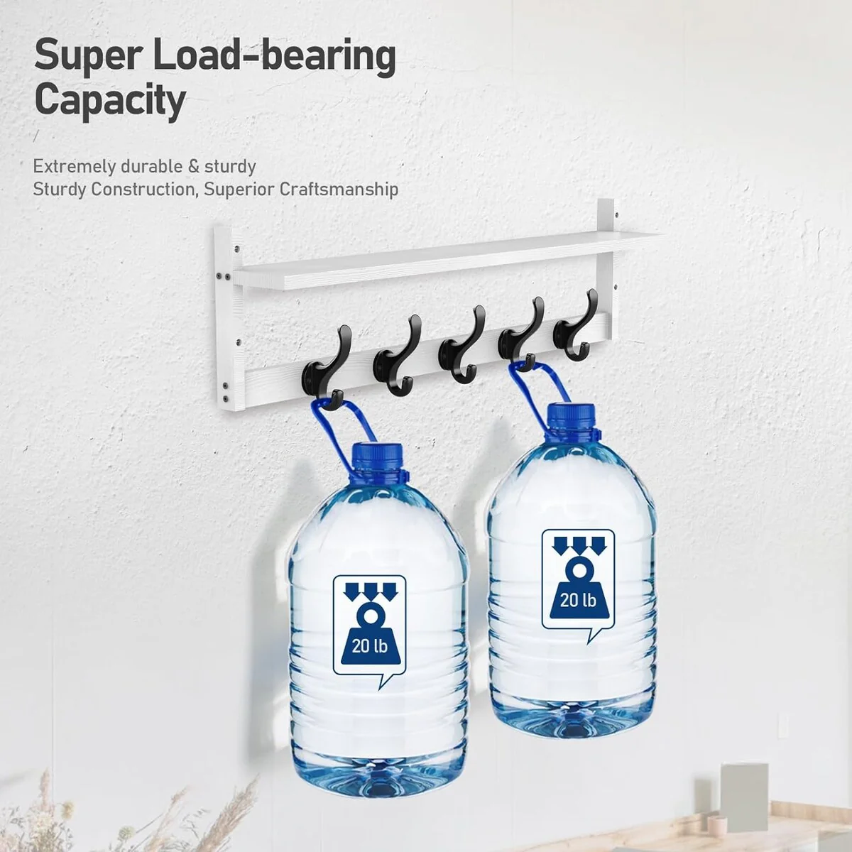 29'' Coat Rack Wall Mount with Shelf, Wood Wall Hooks with Storage