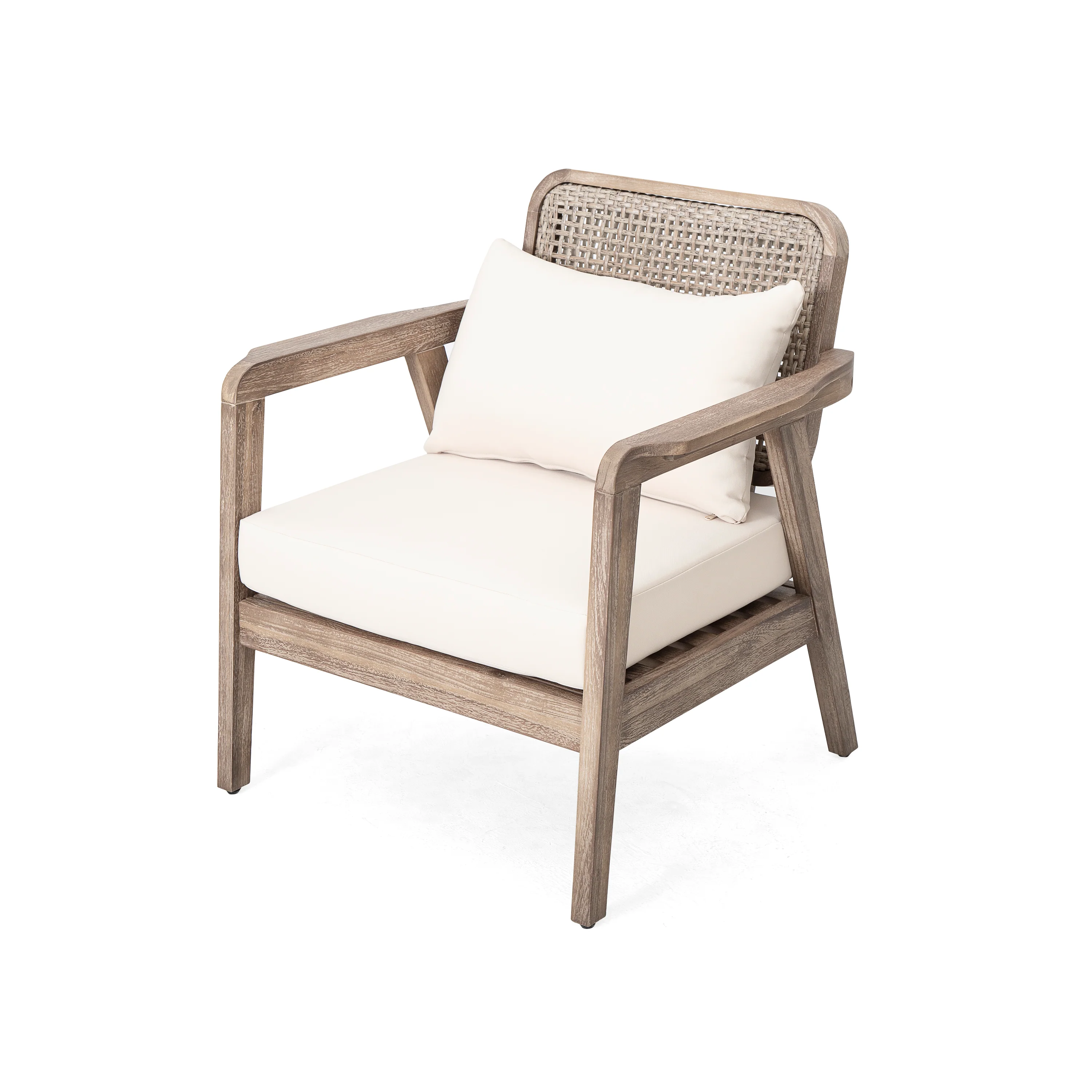 Outdoor Club Chair with Water-Repellent Cushion and Criss-cross Weaving Backrest
