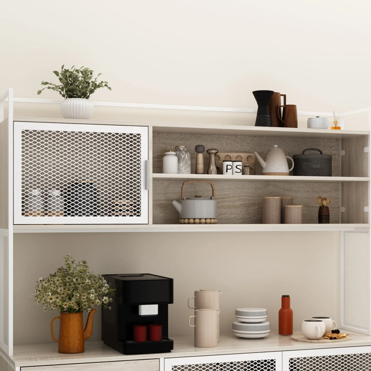 Large Buffet with Hutch,Kitchen Pantry Cupboard Sideboard
