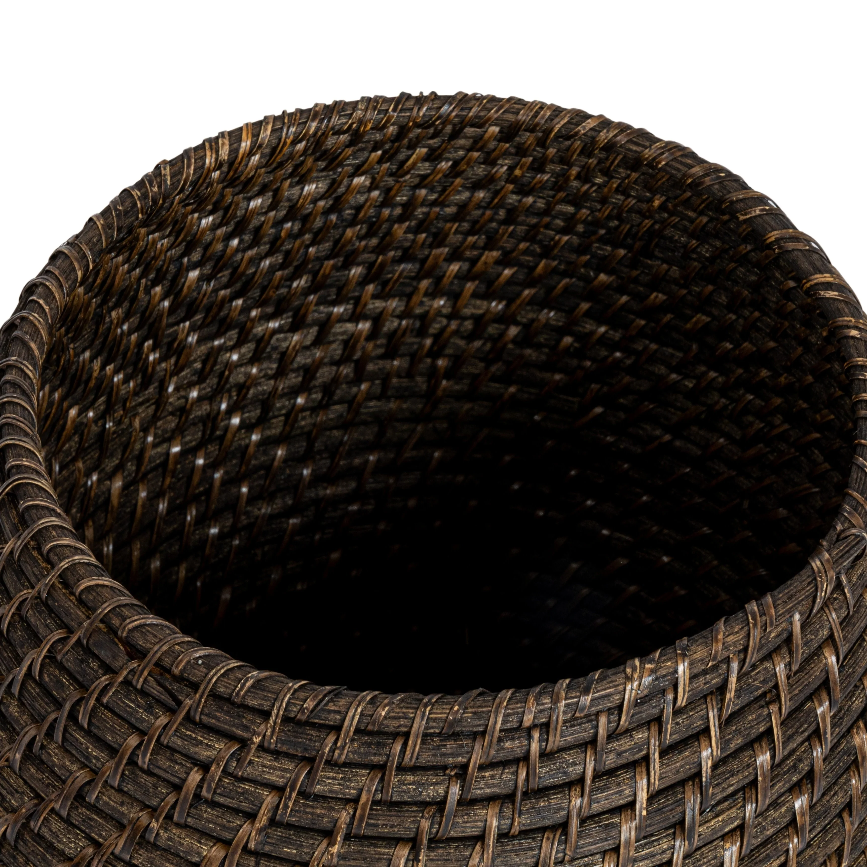 Hand-Woven Rattan Wicker Storage Baskets with Lids, Set of 2