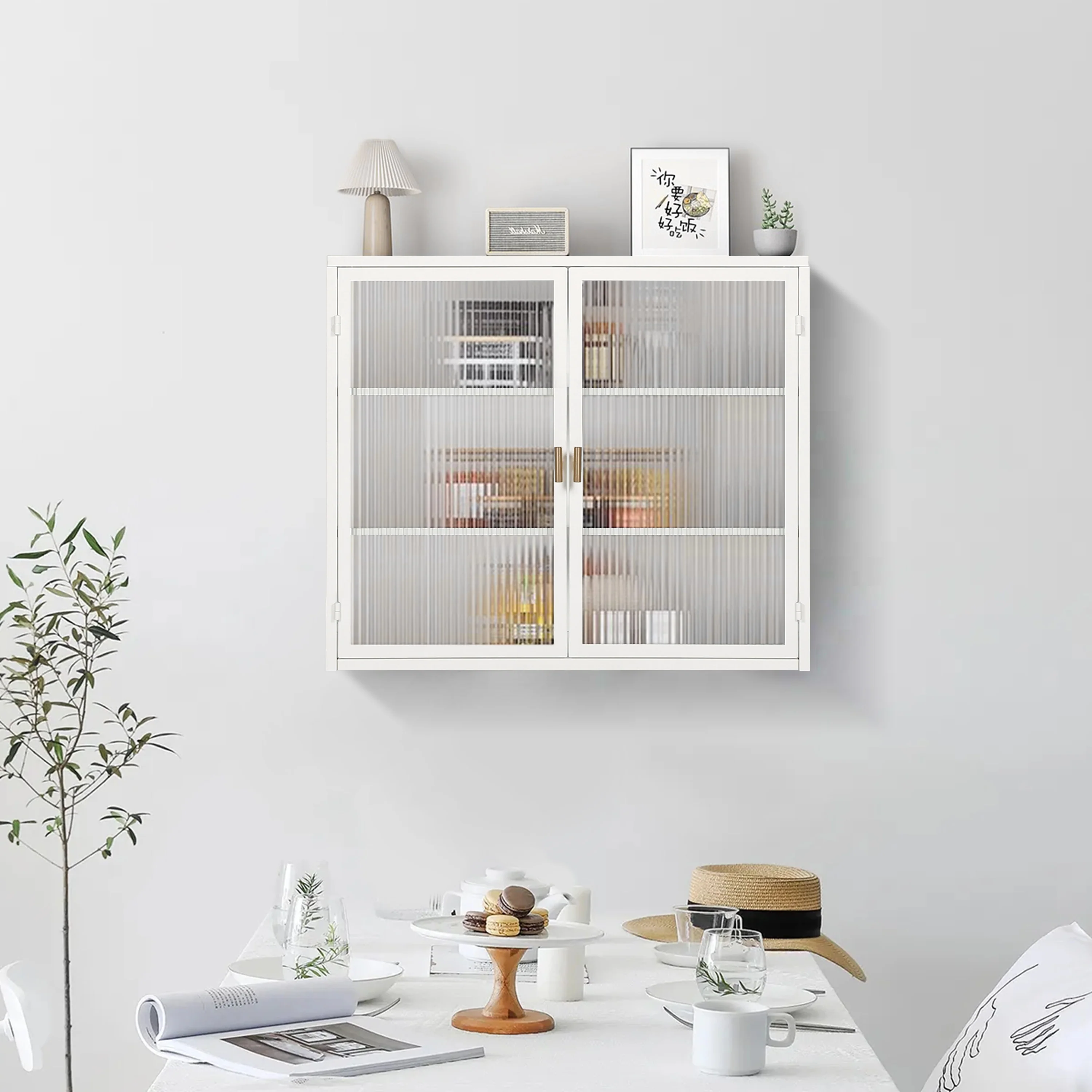 Retro Style Glass Door Wall Cabinet