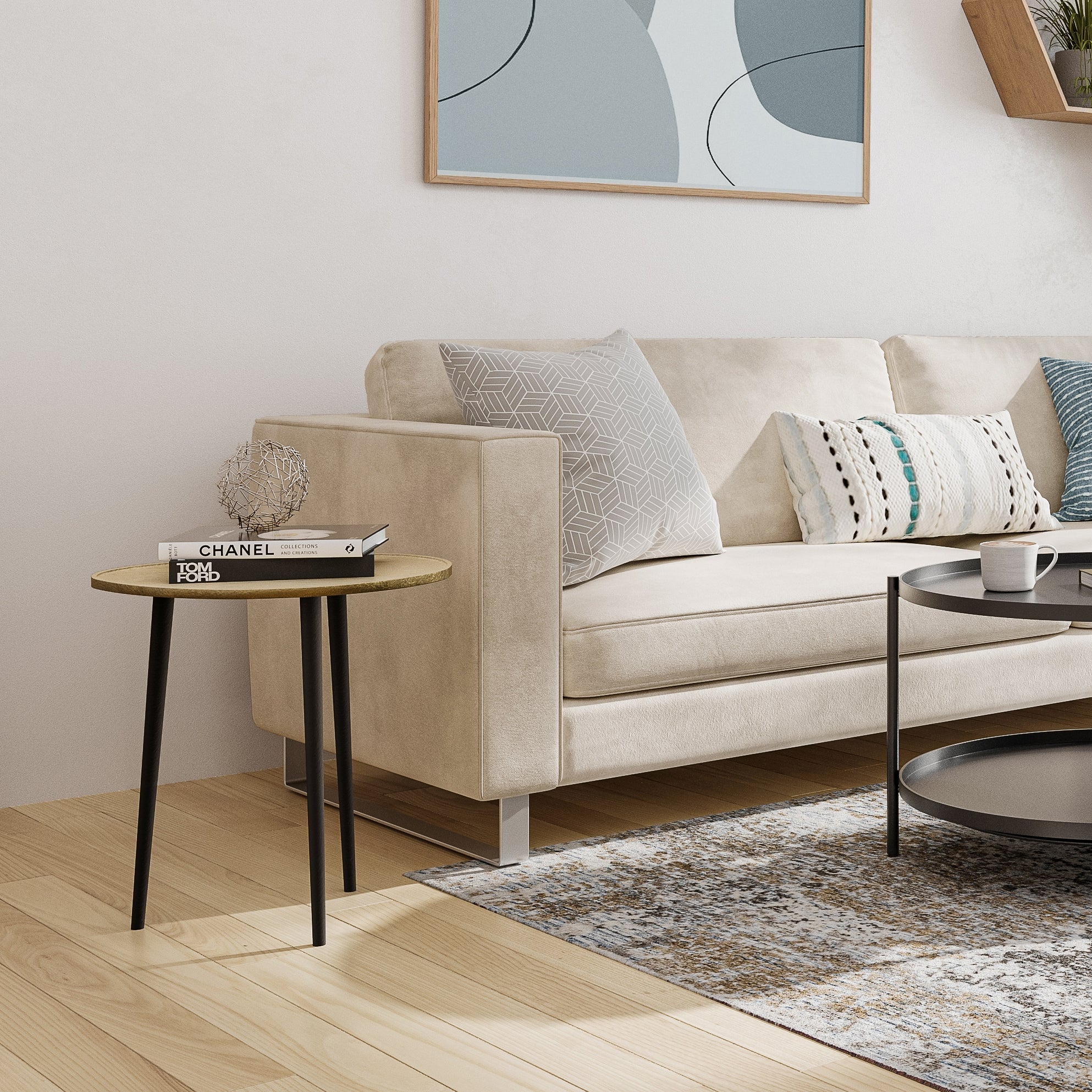 Round Metal Side Table with Tripod Base