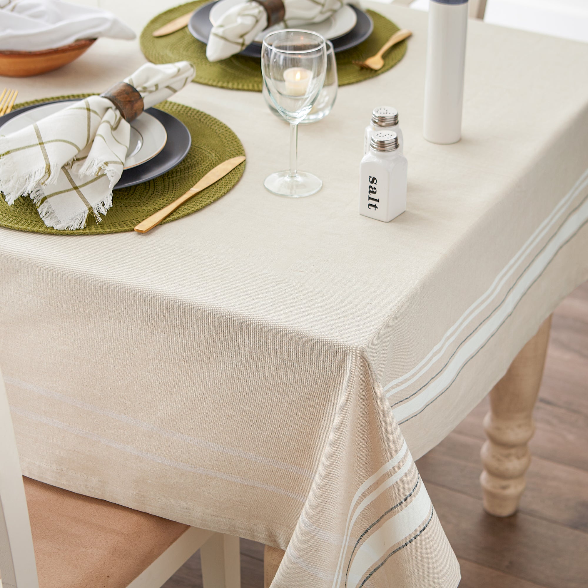 White French Stripe Tablecloth
