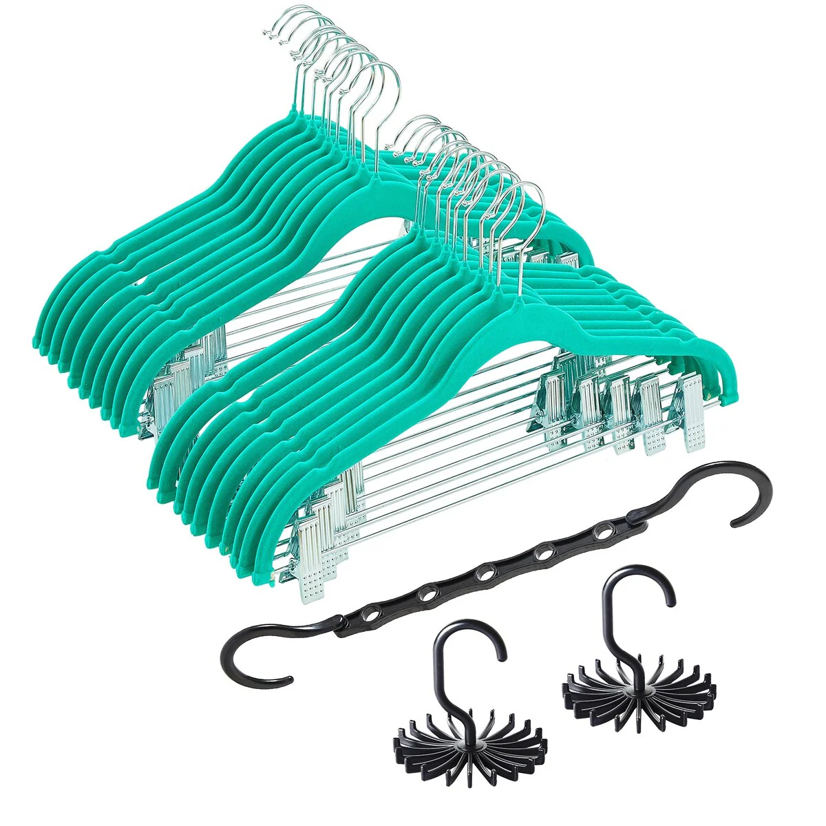 Javlergo 20-Pack Velvet Clothes Hangers, 16.5in Heavy-Duty Hangers with Adjustable Clips, Non-Slip, Space-Saving