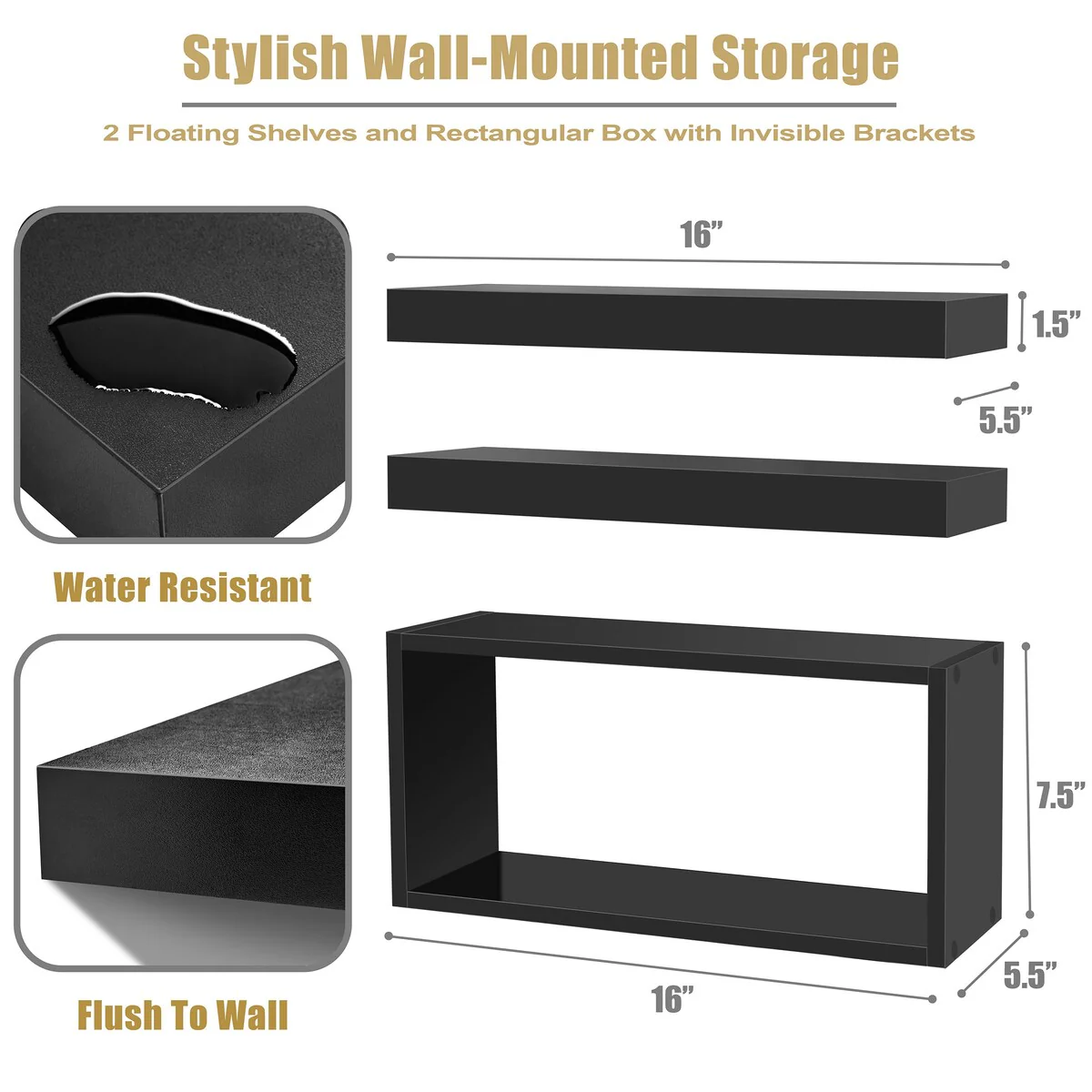 Sorbus Floating Shelves for Wall Set of 3 - 16