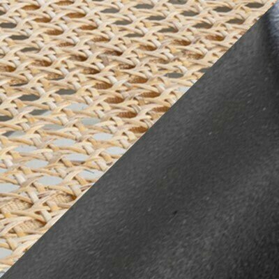 Colmar Mid-Century Vintage Wood Rattan Dining Chair, Black/Natural (Set of 2)