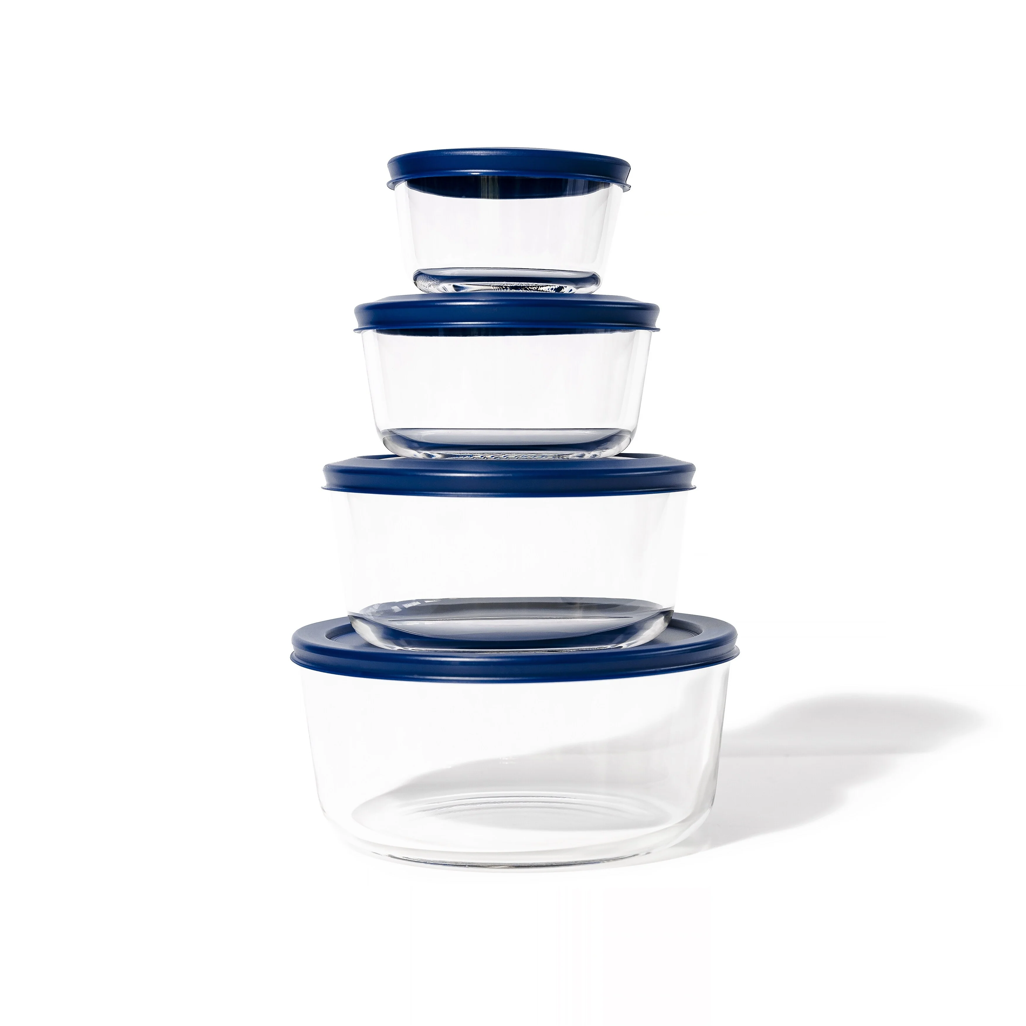 Glass Food Storage Set - Round Nesting, 8-Piece, BPA-Free, Airtight Lids, Microwave & Oven Safe