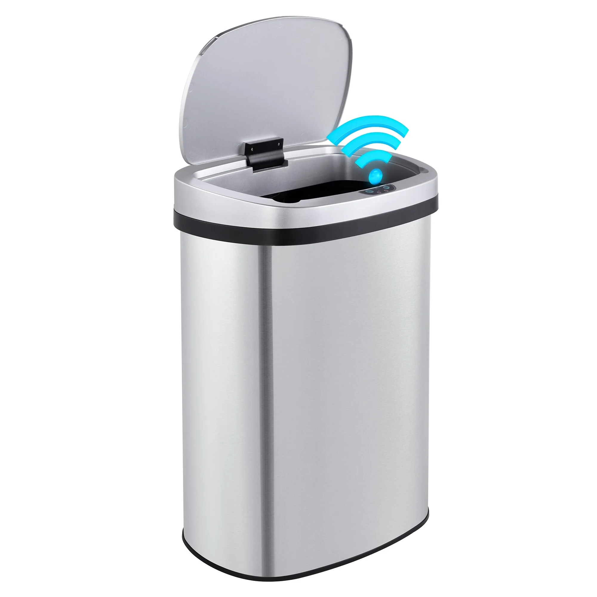 Innovaze 13 Gal./50 Liter Stainless Steel Oval Motion Sensor Trash Can for Kitchen