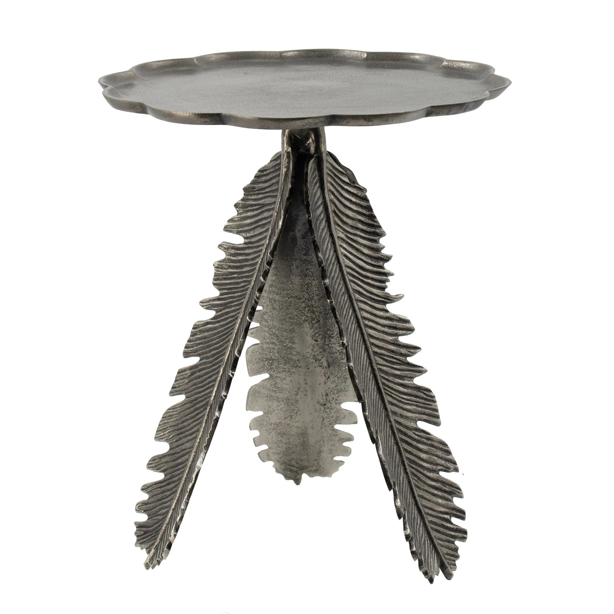 Aluminum Side Table with Leaf Design