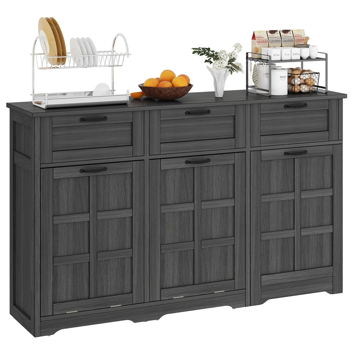 Kitchen Island With Double Tilt Out Trash Can Cabinet