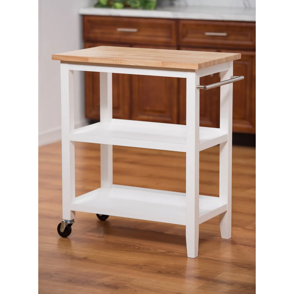 White Wooden Kitchen Cart
