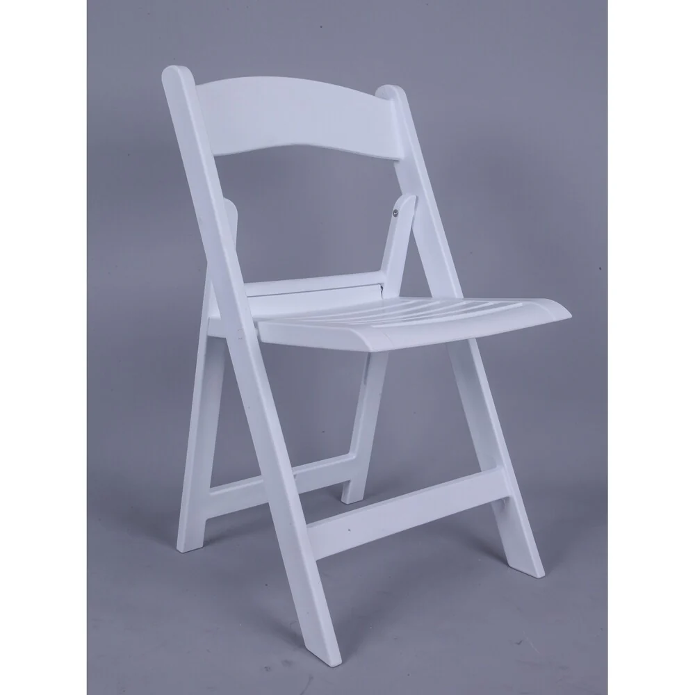 Nexus Resin Folding Chair with Slatted Seat- White