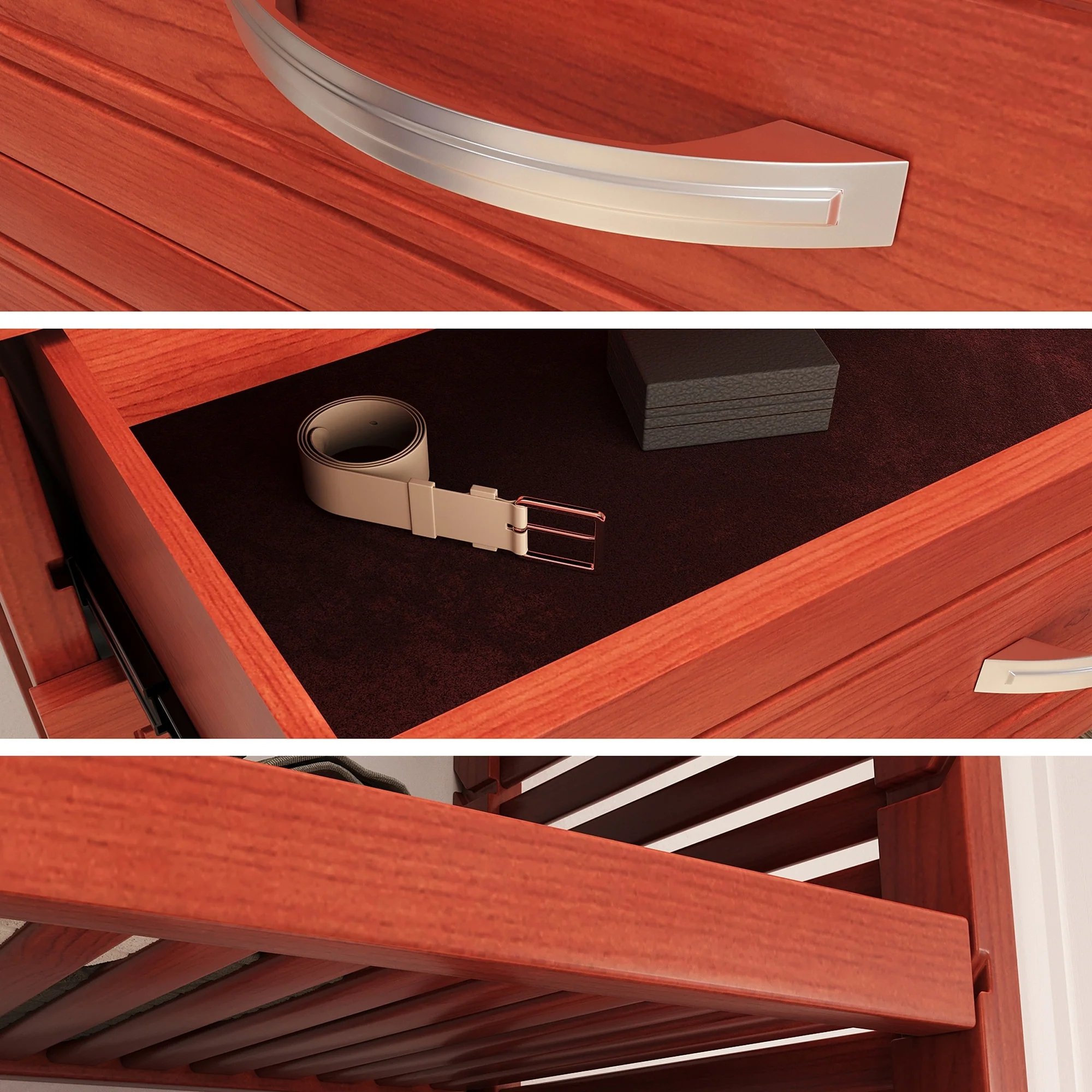 John Louis Home Solid Wood Reach-In Simplicity Closet System with 5-Drawers Red Mahogany