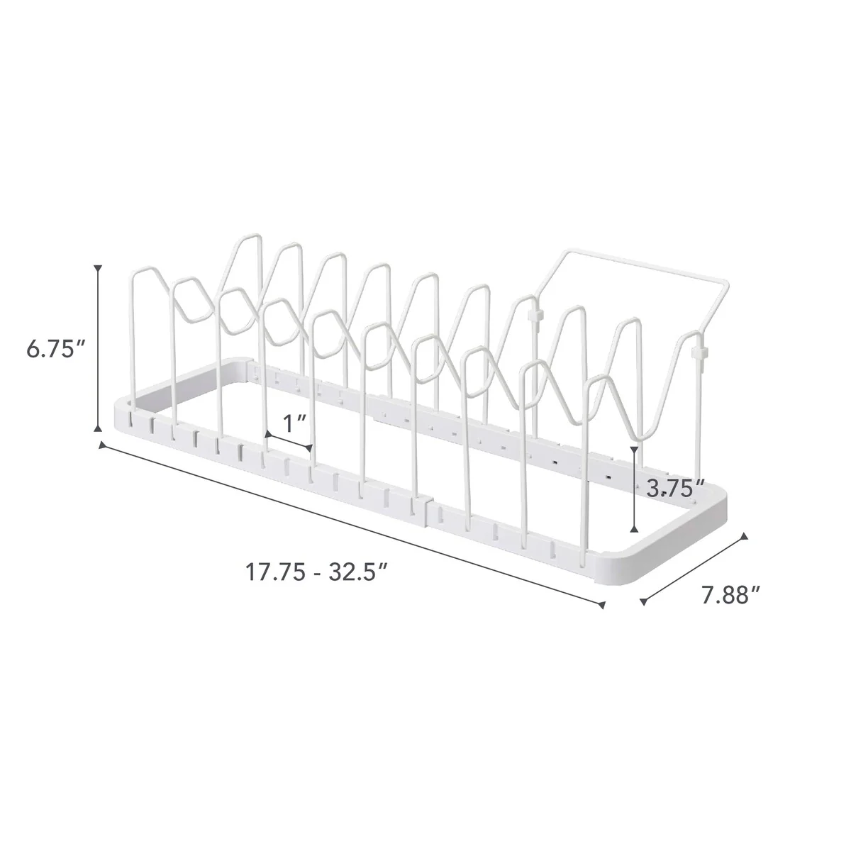 Yamazaki Home Adjustable Pot Lid Organizer, Steel - L 7.87 x W 17.72 x H 6.89 inches