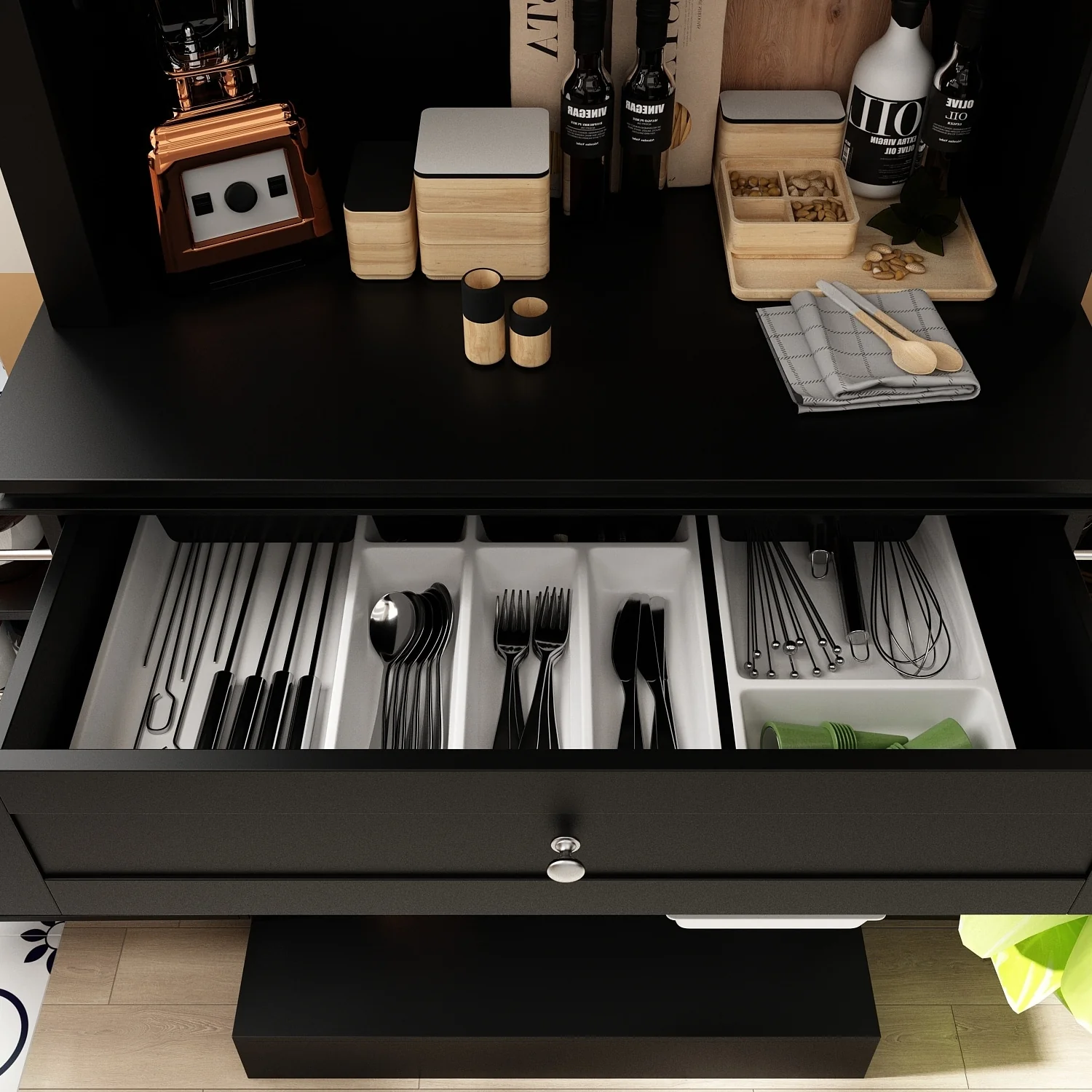 Long Standing Kitchen Cabinet with Large Open Space for Microwave - 30